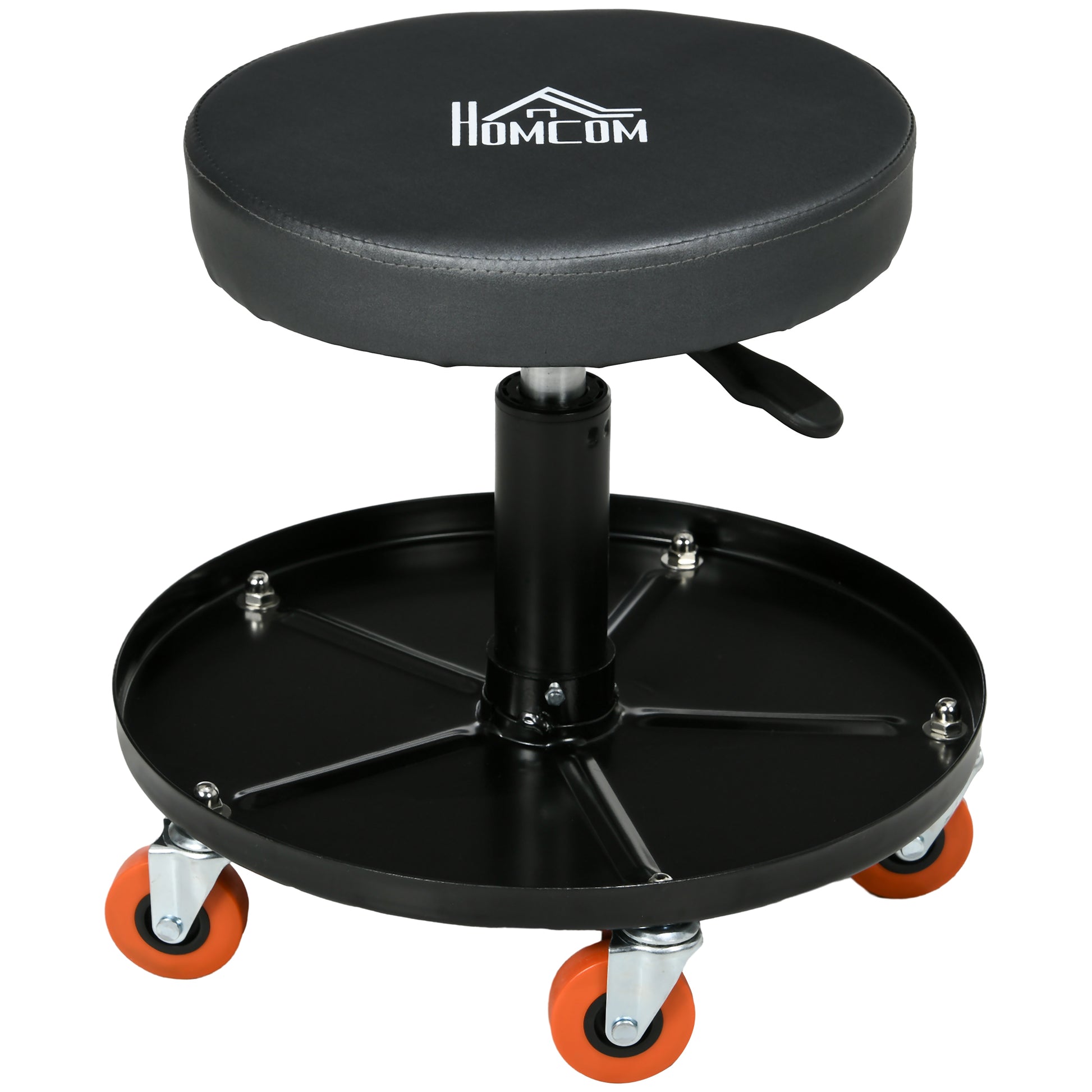 Aosom Adjustable Mechanic Shop Stool with Tool Tray - Black-Home Improvement > Tools > Automotive-DECOROLALA