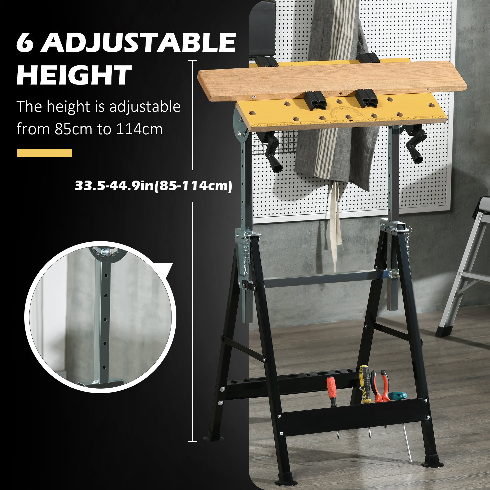 Aosom Adjustable Portable Workbench - 220lbs Capacity-Home Improvement > Tools > Tool Organizers-DECOROLALA