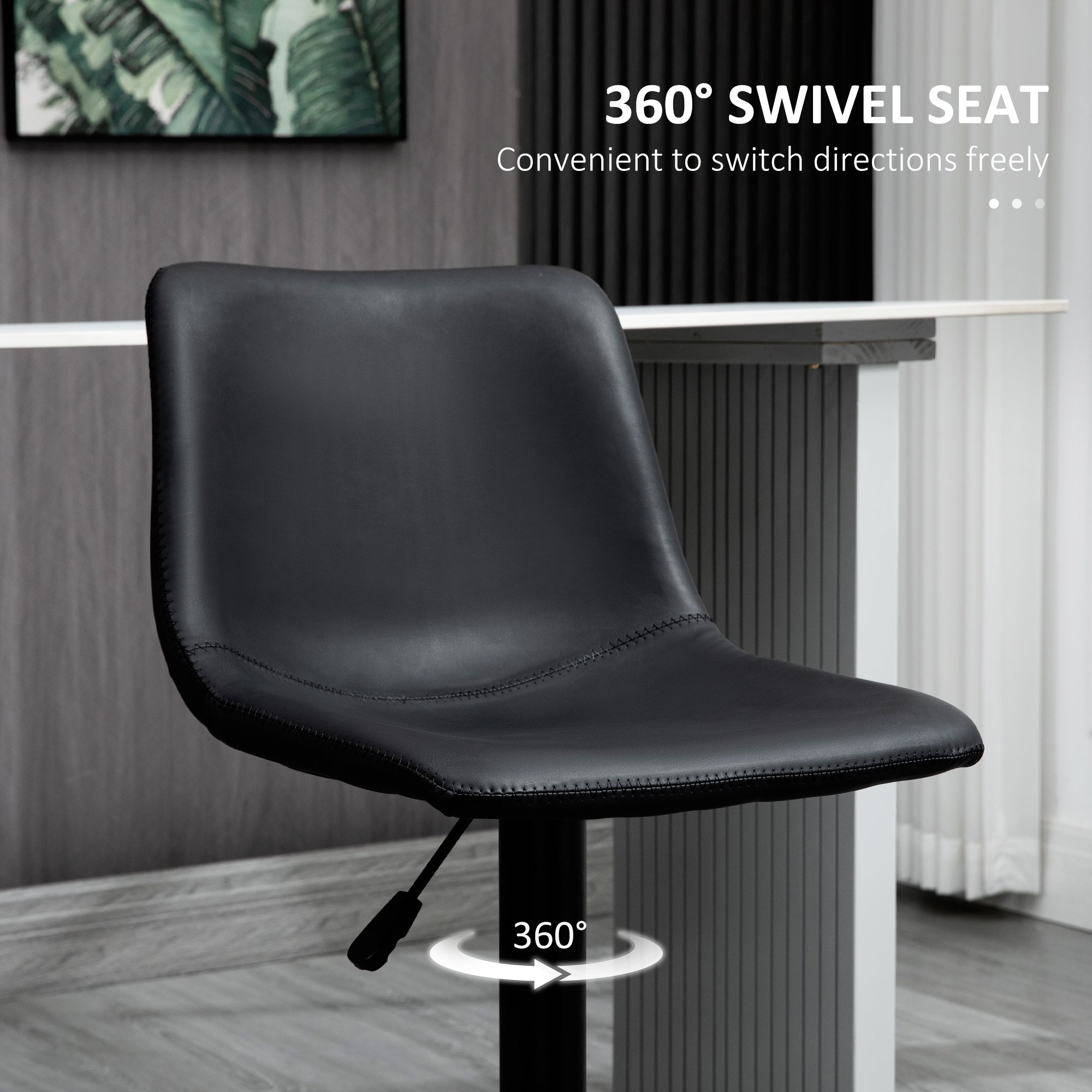 Aosom Adjustable Swivel Bar Stools Set of 2 - Retro Grey PU Leather-Home Furnishings > Kitchen & Dining Furniture > Bar Stools-DECOROLALA