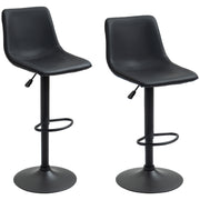 Aosom Adjustable Swivel Bar Stools Set of 2 - Retro Grey PU Leather-Home Furnishings > Kitchen & Dining Furniture > Bar Stools-DECOROLALA
