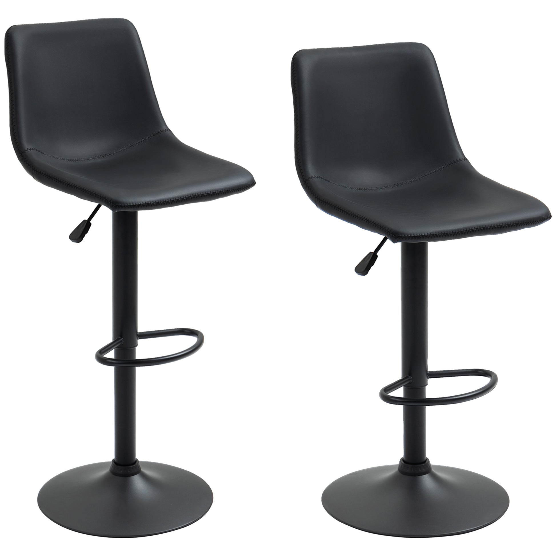 Aosom Adjustable Swivel Bar Stools Set of 2 - Retro Grey PU Leather-Home Furnishings > Kitchen & Dining Furniture > Bar Stools-DECOROLALA