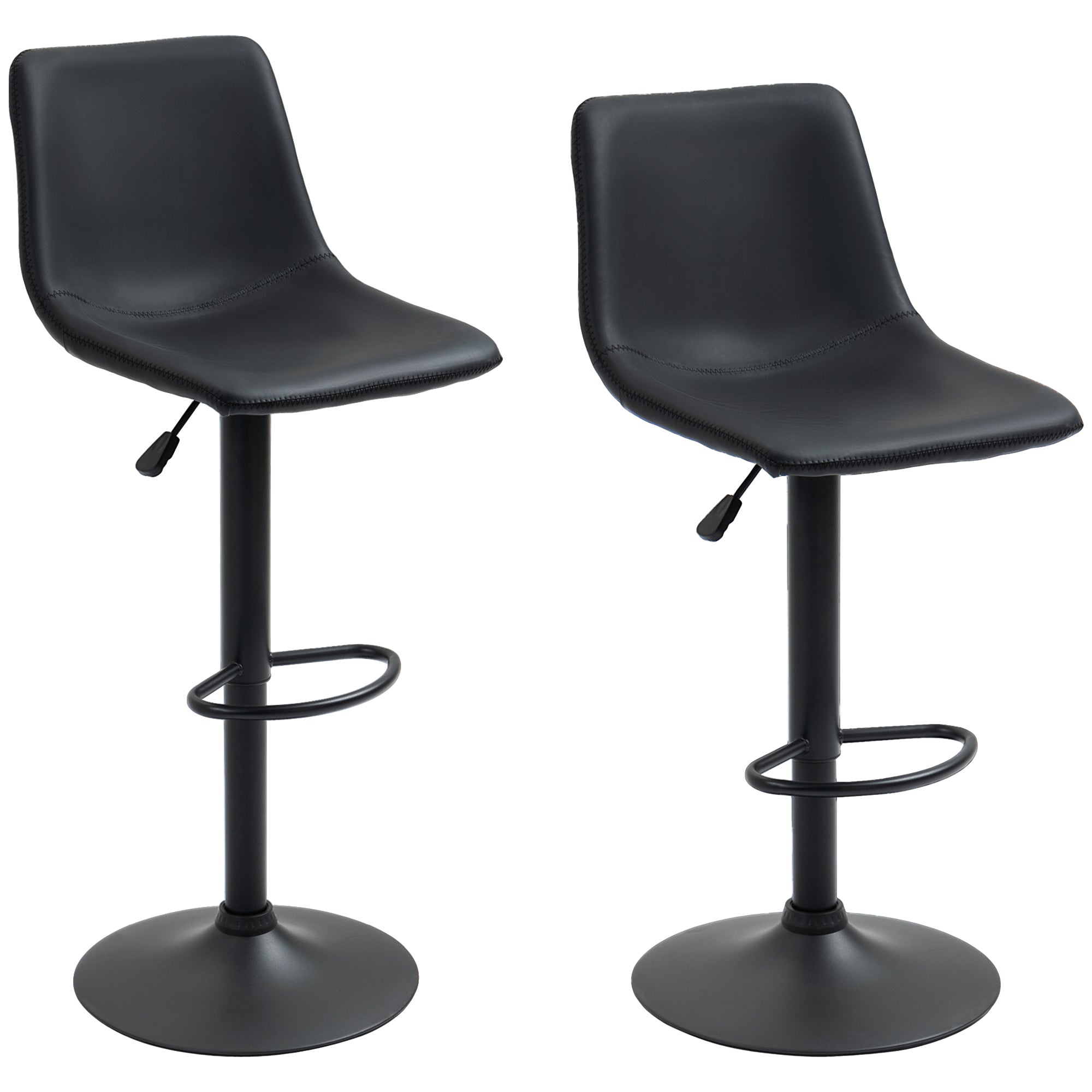 Aosom Adjustable Swivel Bar Stools Set of 2 - Retro Grey PU Leather-Home Furnishings > Kitchen & Dining Furniture > Bar Stools-DECOROLALA