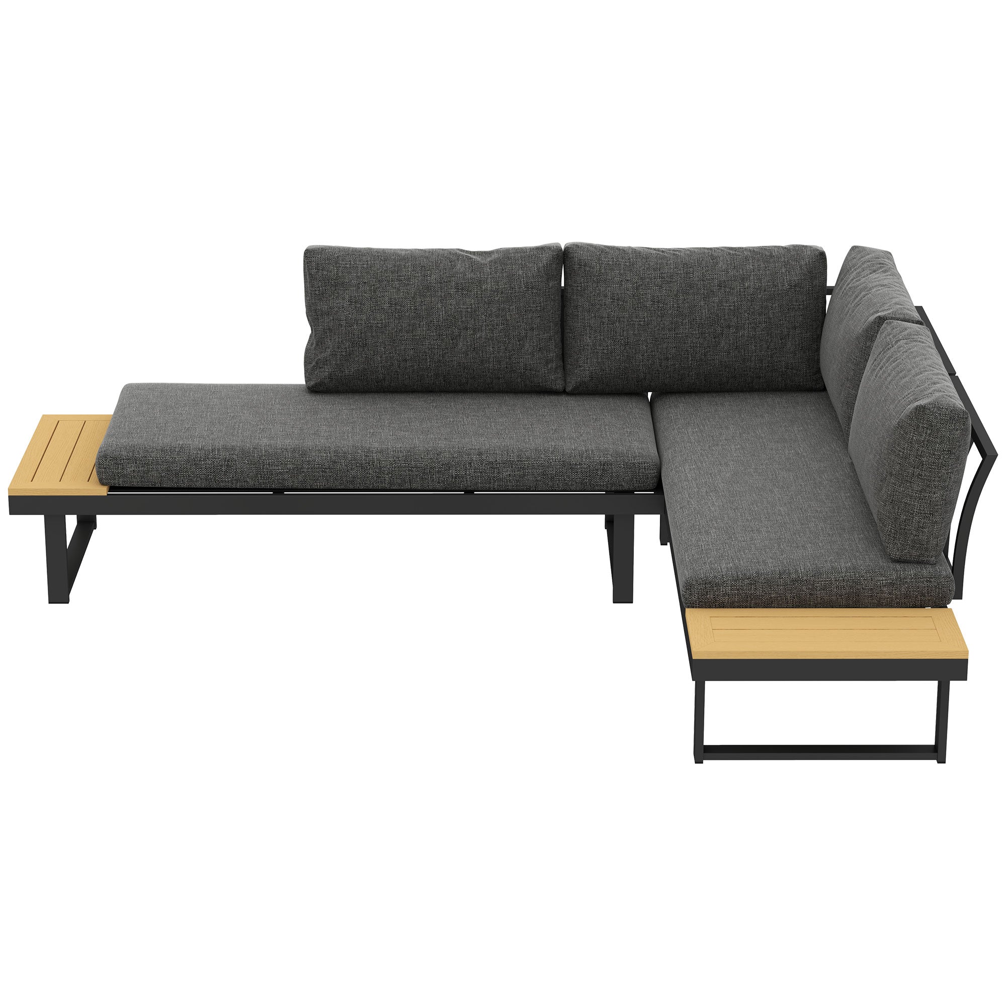 Aosom Aluminum Patio Sectional Set - 2 Loveseats Grey-DECOROLALA