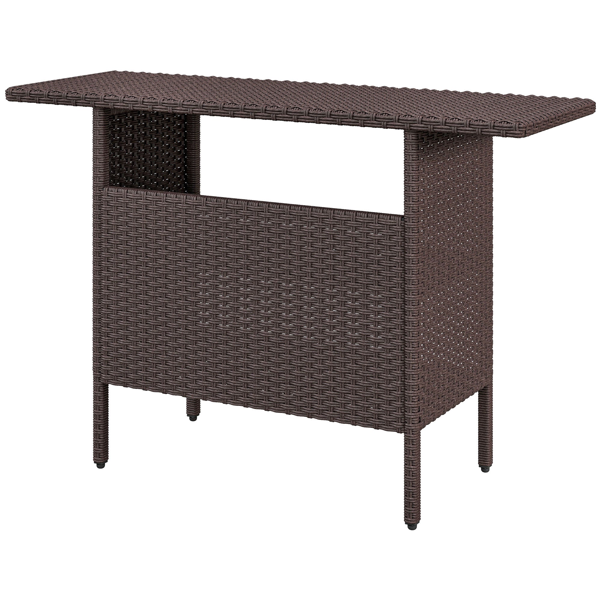 Aosom Bar Height Outdoor Rattan Table - Brown-DECOROLALA