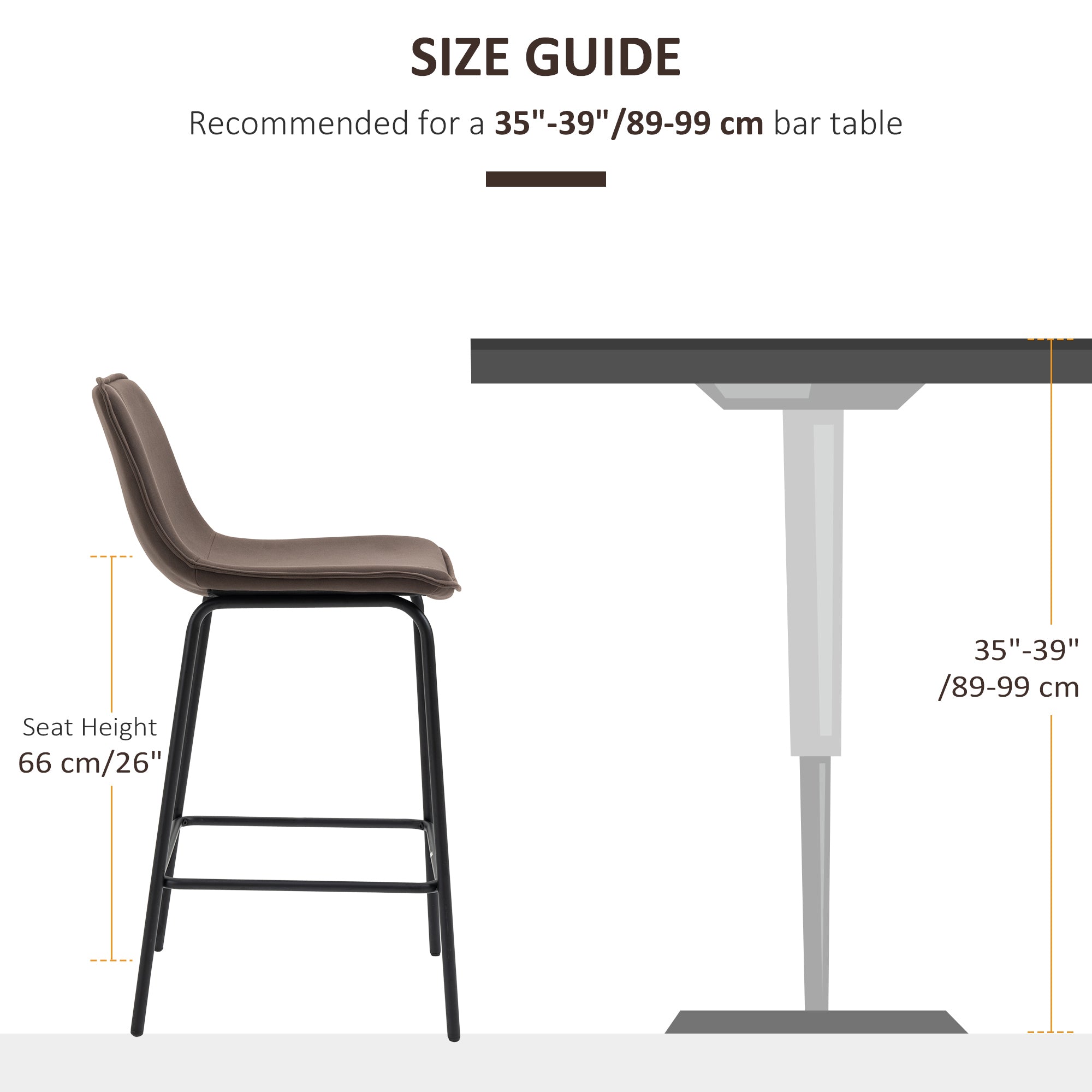 Aosom Bar Stools Set of 2 - 26" Counter Height Chairs Coffee-Home Furnishings > Kitchen & Dining Furniture > Bar Stools-DECOROLALA