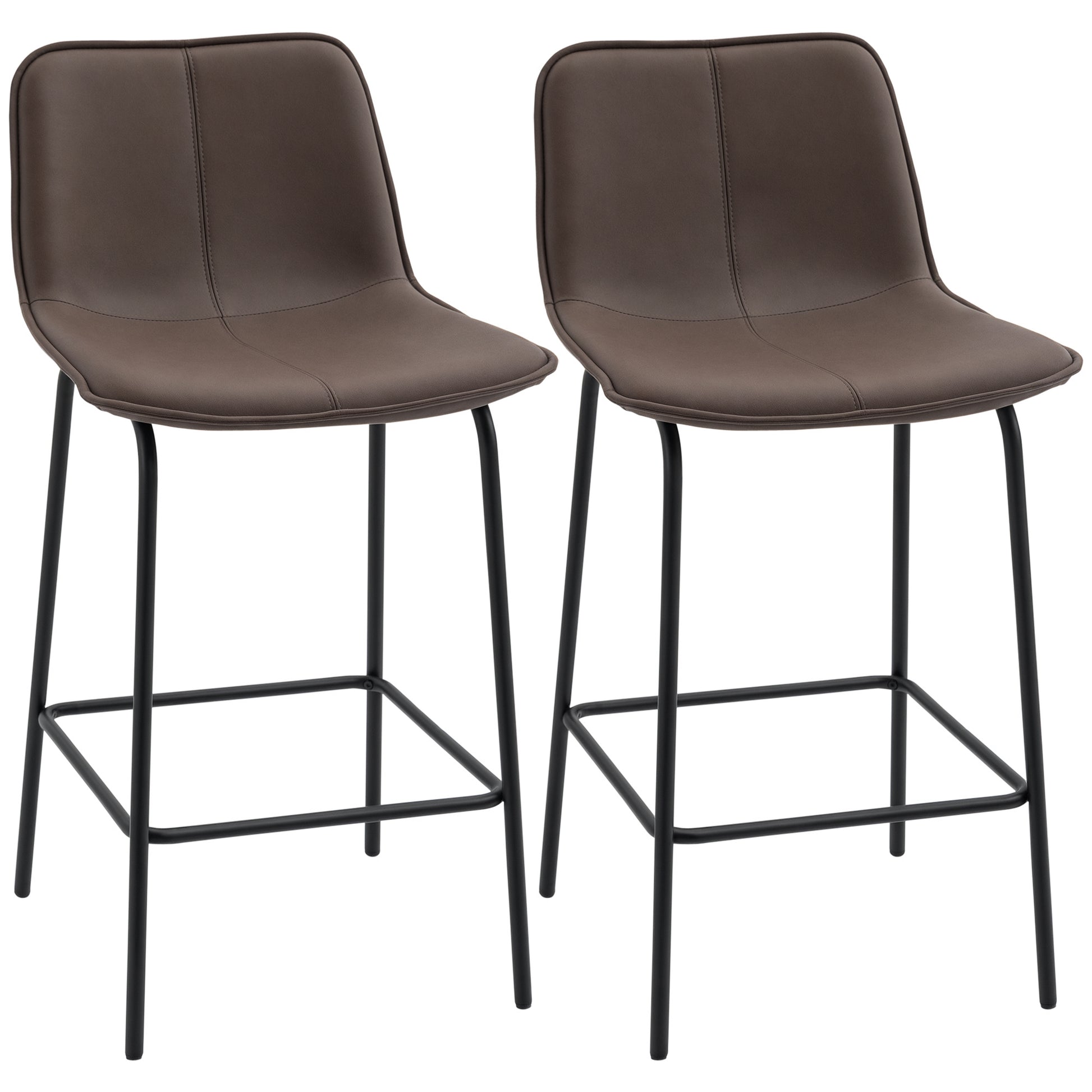 Aosom Bar Stools Set of 2 - 26" Counter Height Chairs Coffee-Home Furnishings > Kitchen & Dining Furniture > Bar Stools-DECOROLALA