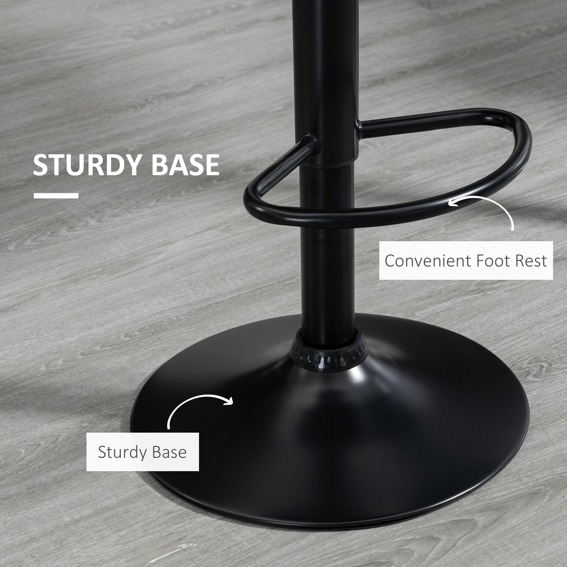 Aosom Bar Stools Set of 2 - Black Linen Adjustable Swivel Chairs-Home Furnishings > Kitchen & Dining Furniture > Bar Stools-DECOROLALA