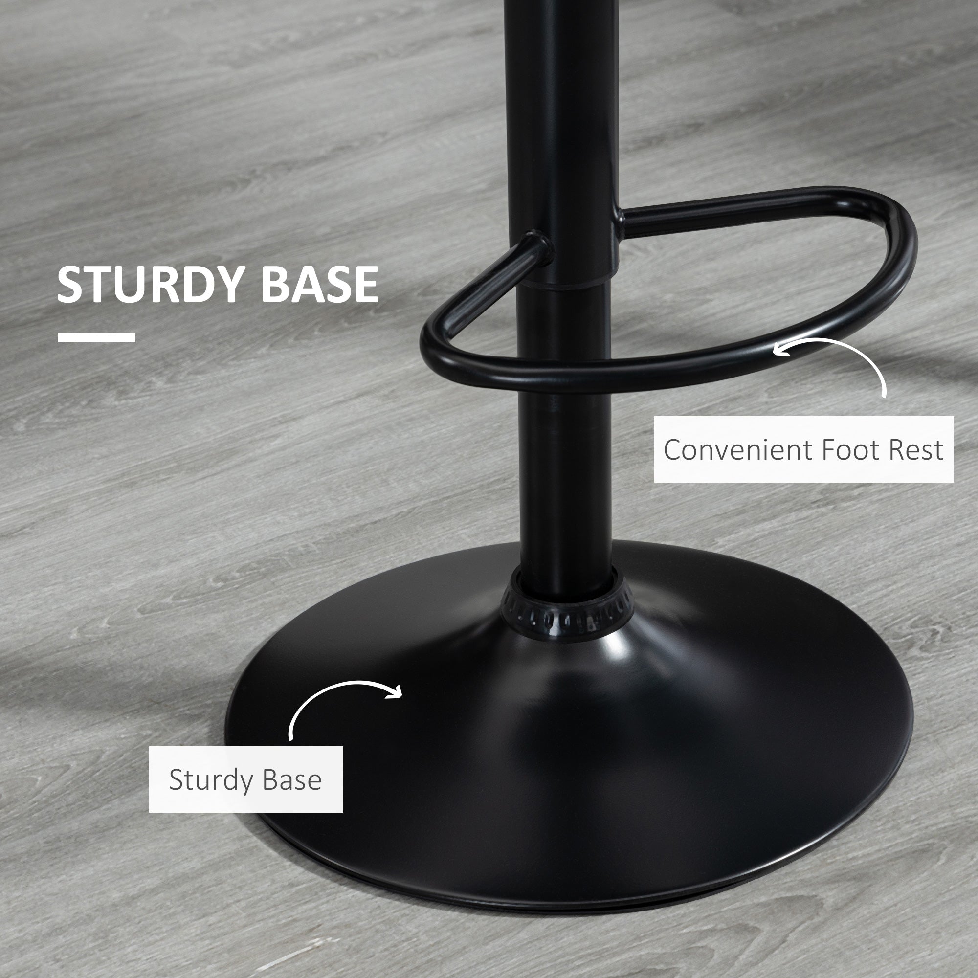 Aosom Bar Stools Set of 2 - Black Linen Adjustable Swivel Chairs-Home Furnishings > Kitchen & Dining Furniture > Bar Stools-DECOROLALA