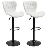 Aosom Bar Stools Set of 2 - White PU Leather Swivel Bar Chairs-Home Furnishings > Kitchen & Dining Furniture > Bar Stools-DECOROLALA
