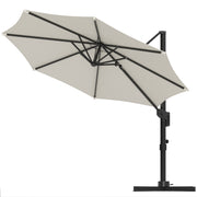 Aosom Cantilever Patio Umbrella 10' White 360° Rotation-DECOROLALA