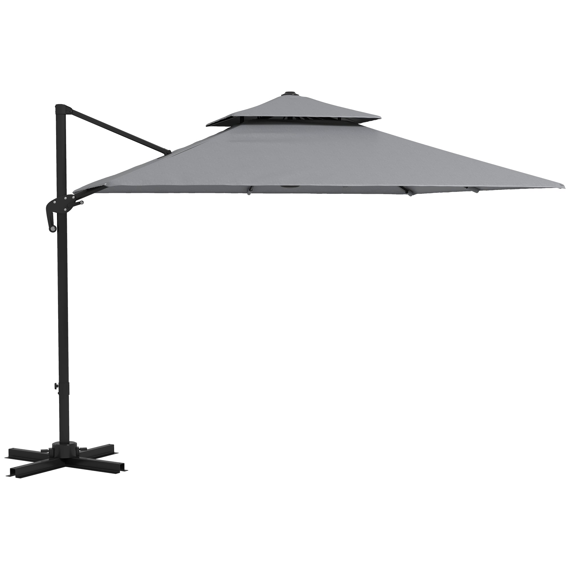 Aosom Cantilever Patio Umbrella 10x10 Light Grey-DECOROLALA