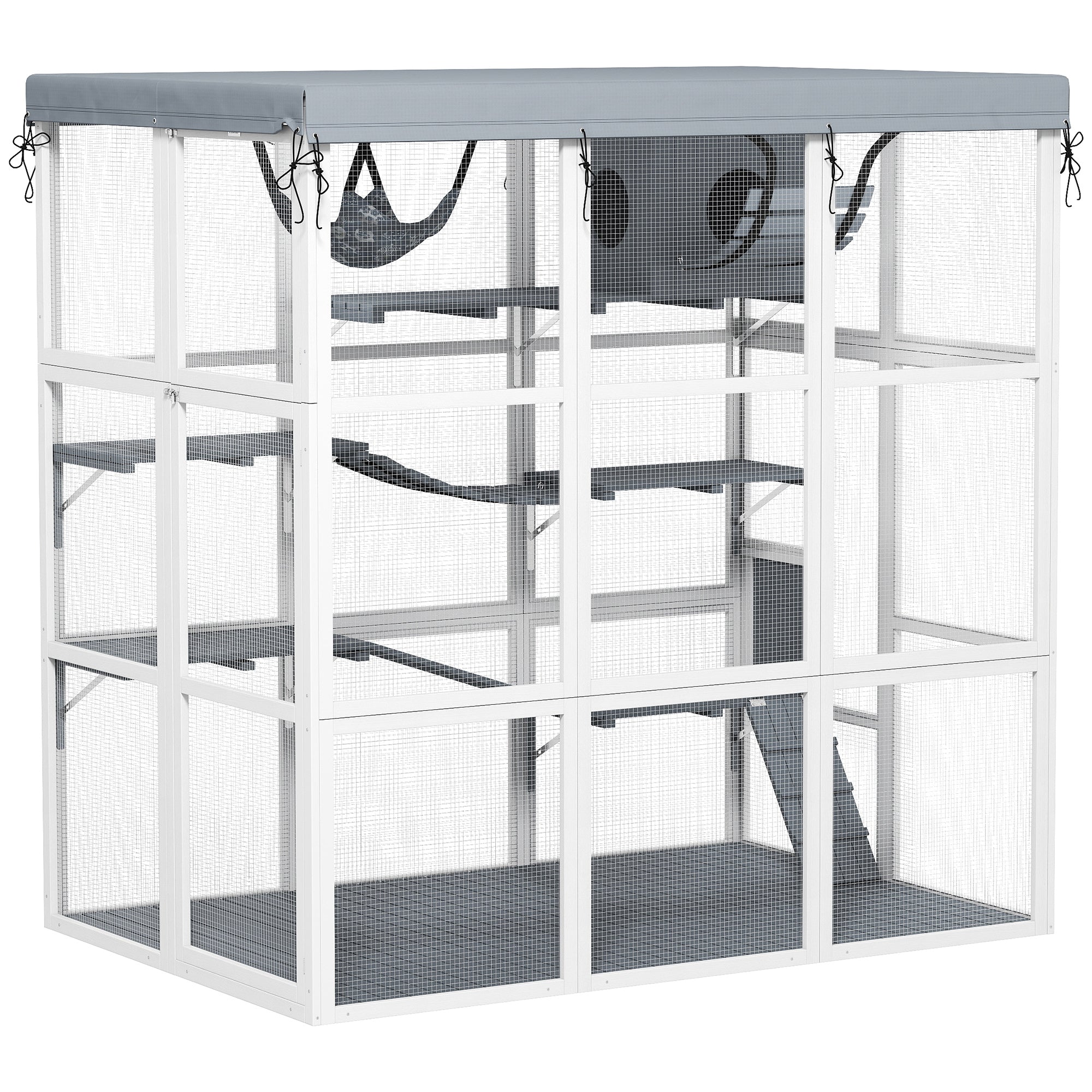 Aosom Catio Outdoor Cat Enclosure 71" - Grey-DECOROLALA