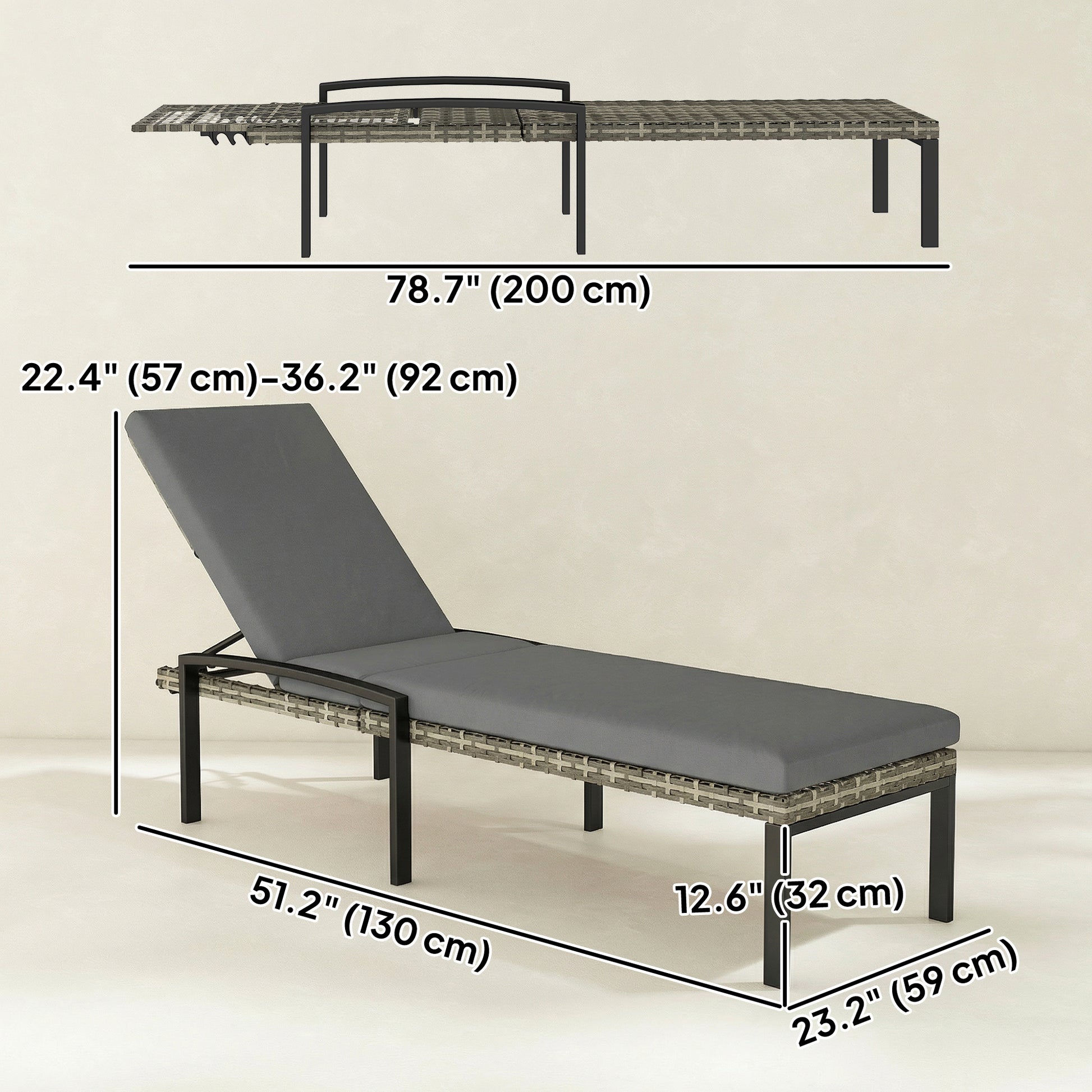 Aosom Chaise Lounge Chairs Set of 2 - Grey Wicker-DECOROLALA