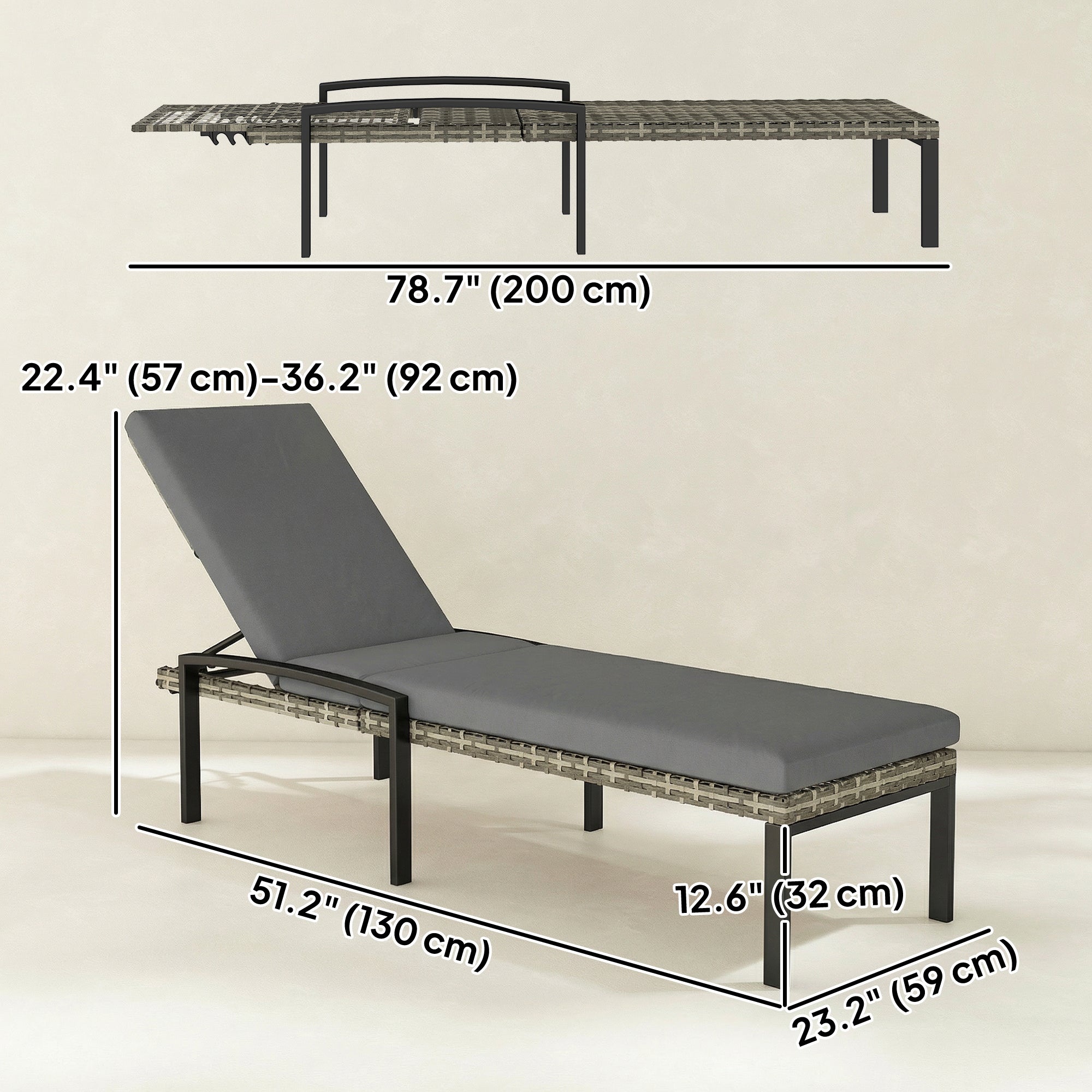 Aosom Chaise Lounge Chairs Set of 2 - Grey Wicker-DECOROLALA