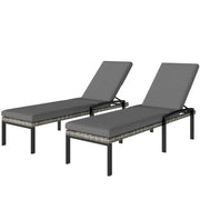 Aosom Chaise Lounge Chairs Set of 2 - Grey Wicker-DECOROLALA