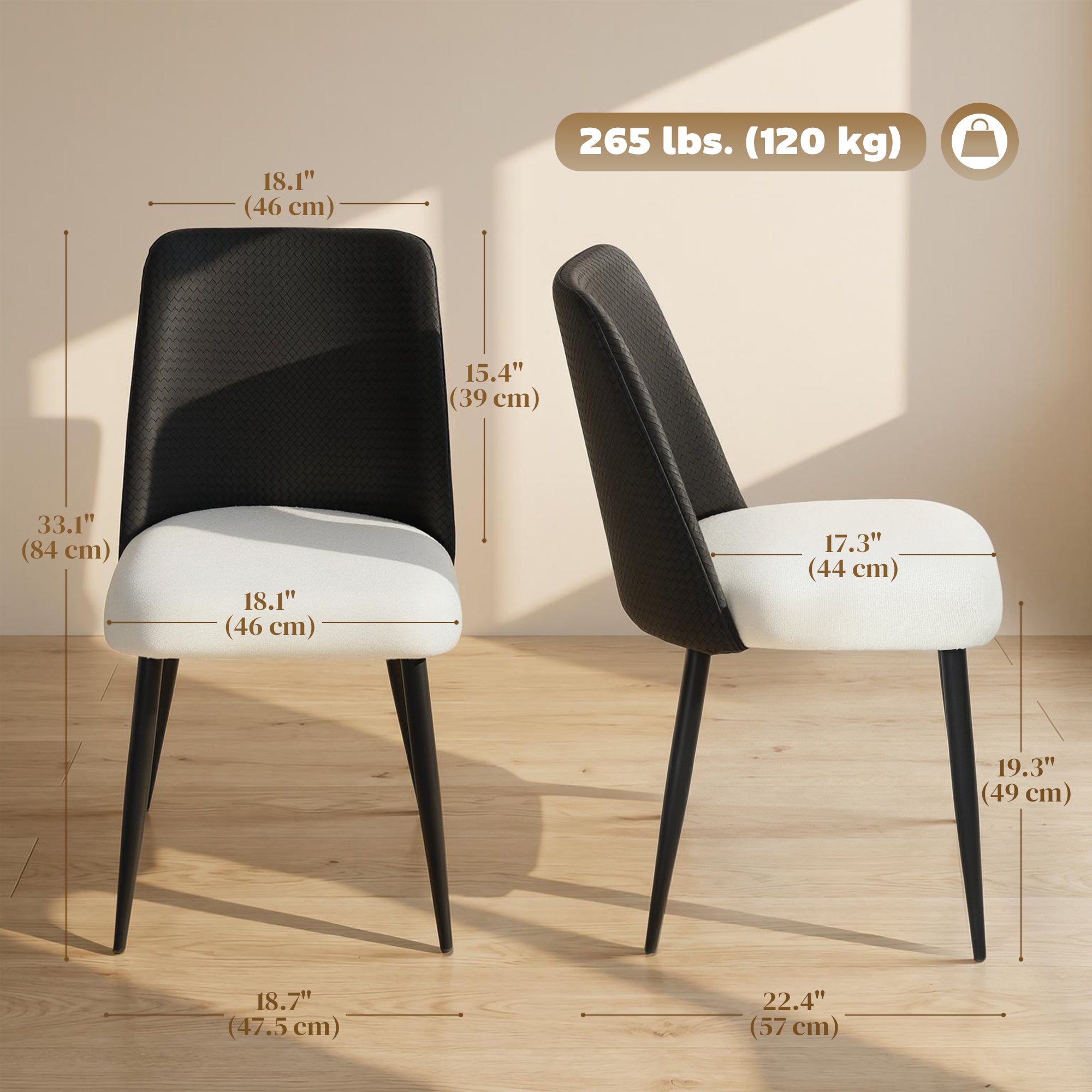 Aosom Dining Chairs Set of 2 - Black Rattan Back Padded Seat-Home Furnishings > Kitchen & Dining Furniture > Dining Chairs-DECOROLALA