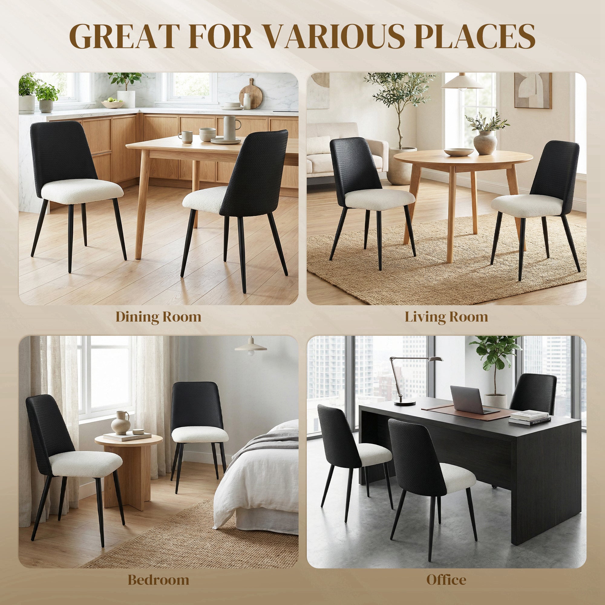 Aosom Dining Chairs Set of 2 - Black Rattan Back Padded Seat-Home Furnishings > Kitchen & Dining Furniture > Dining Chairs-DECOROLALA