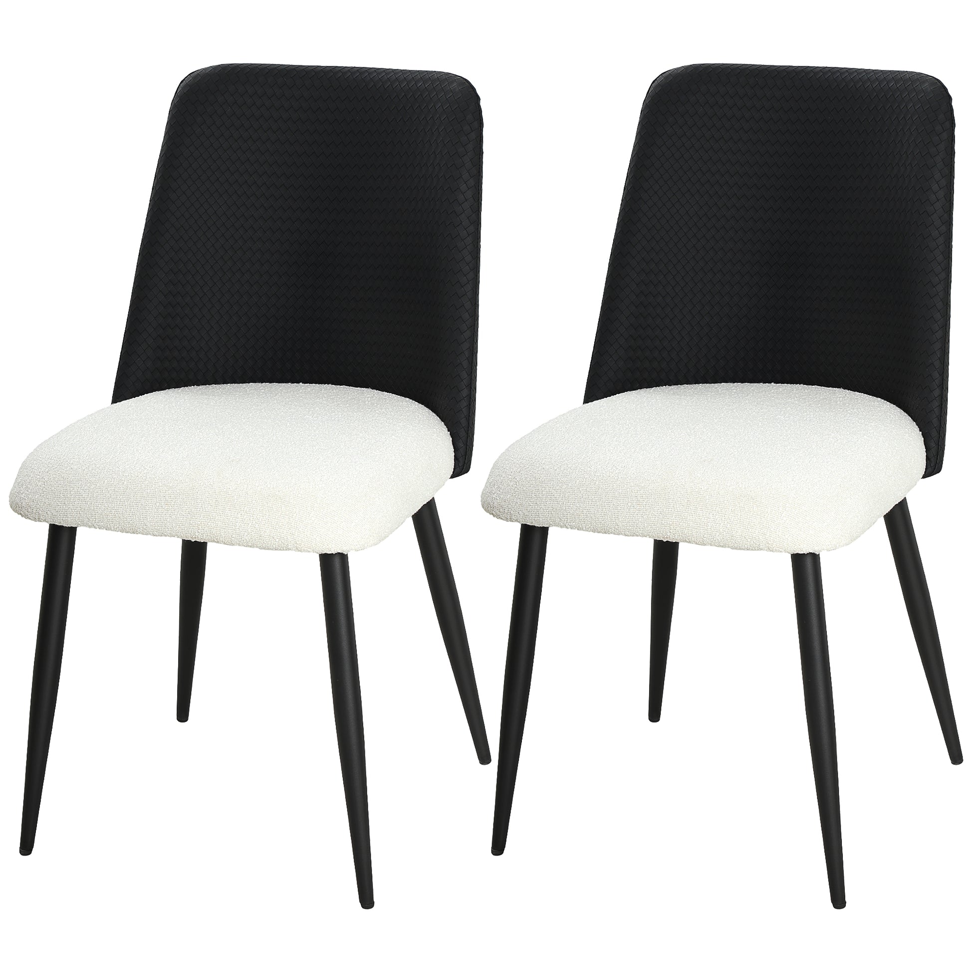 Aosom Dining Chairs Set of 2 - Black Rattan Back Padded Seat-Home Furnishings > Kitchen & Dining Furniture > Dining Chairs-DECOROLALA