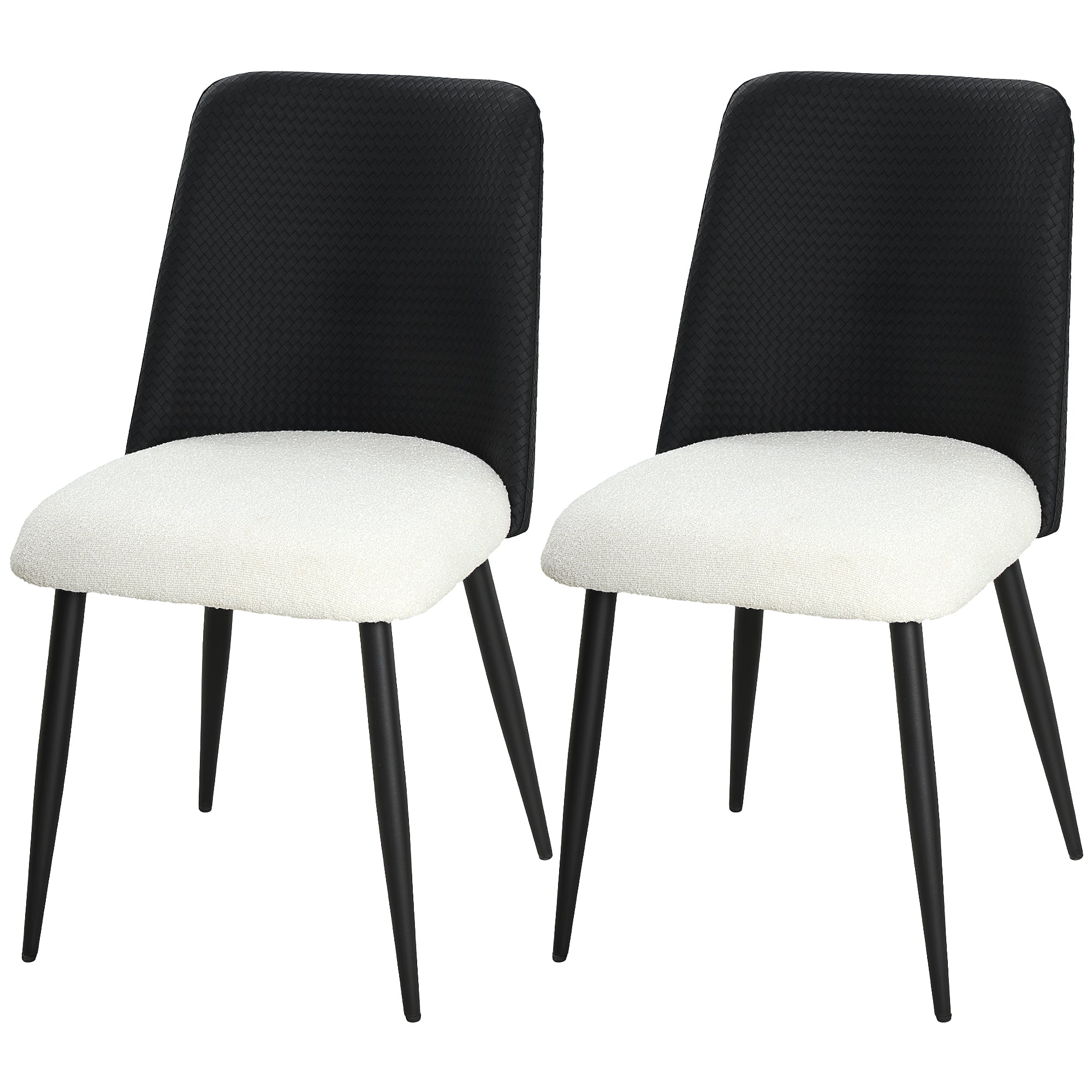 Aosom Dining Chairs Set of 2 - Black Rattan Back Padded Seat-Home Furnishings > Kitchen & Dining Furniture > Dining Chairs-DECOROLALA