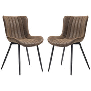 Aosom Dining Chairs Set of 2 - Brown PU Leather & Steel Legs-Home Furnishings > Kitchen & Dining Furniture > Dining Chairs-DECOROLALA