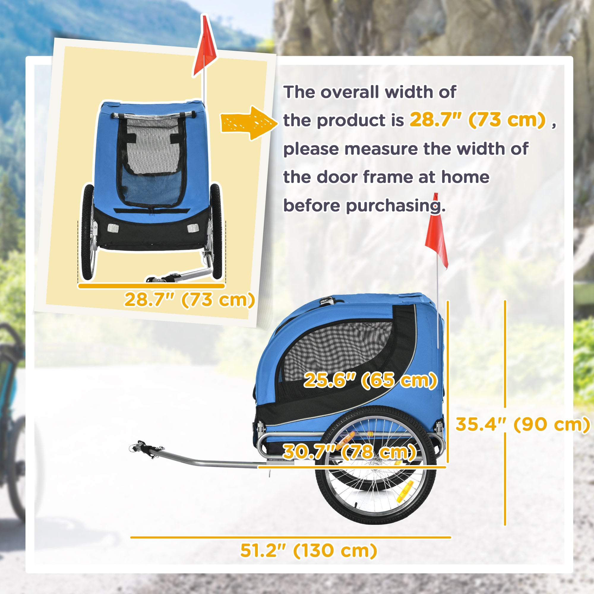 Aosom Dog Bike, Trailer Foldable Pet Cart, Bicycle Wagon, Cargo Carrier Attachment for Travelling w/ Safety Anchor, Blue-Dogs-DECOROLALA