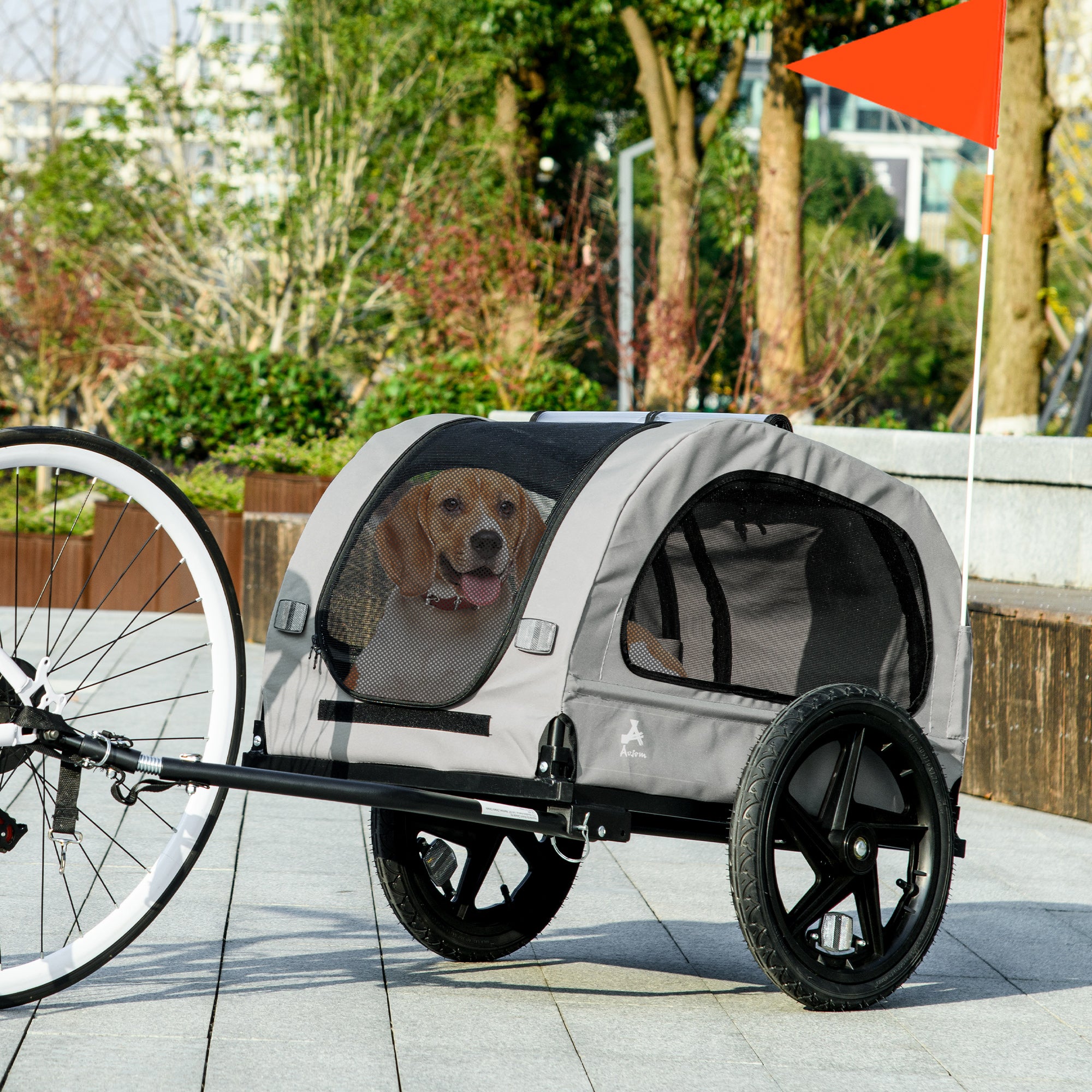 Aosom Dog Bike Trailer - Light Grey Foldable Pet Carrier-Dogs-DECOROLALA