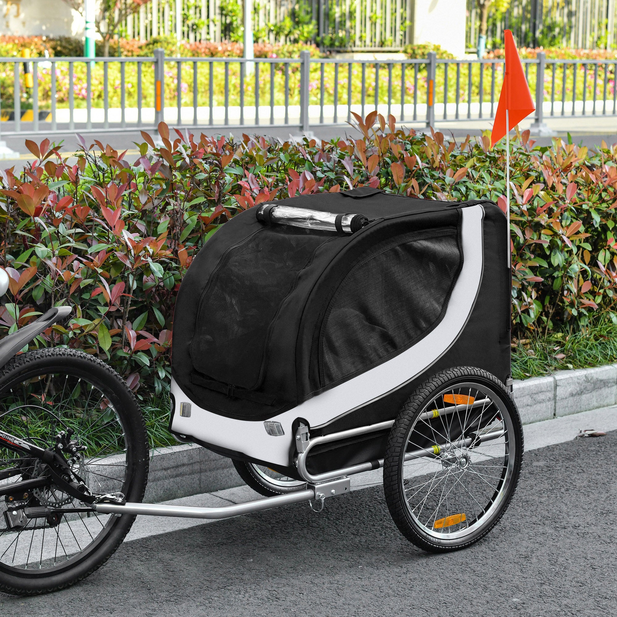 Aosom Dog Bike Trailer - White Steel Pet Bicycle Carrier-Dogs-DECOROLALA