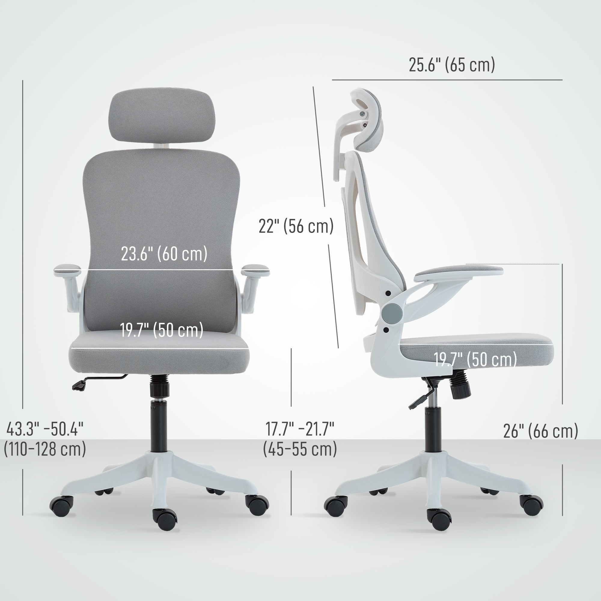 Aosom Ergonomic Office Chair - Grey Swivel Desk Chair with Headrest-Office Products > Office Furniture > Office Chairs > Task Chairs-DECOROLALA