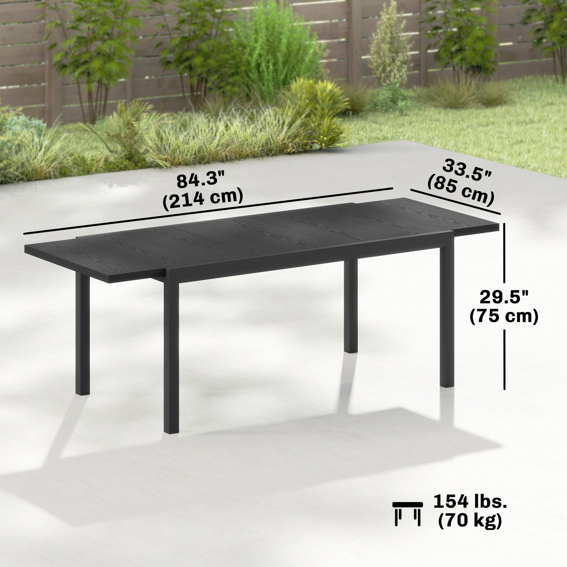 Aosom Expandable Patio Dining Table 60.6"-84.3" Black-DECOROLALA