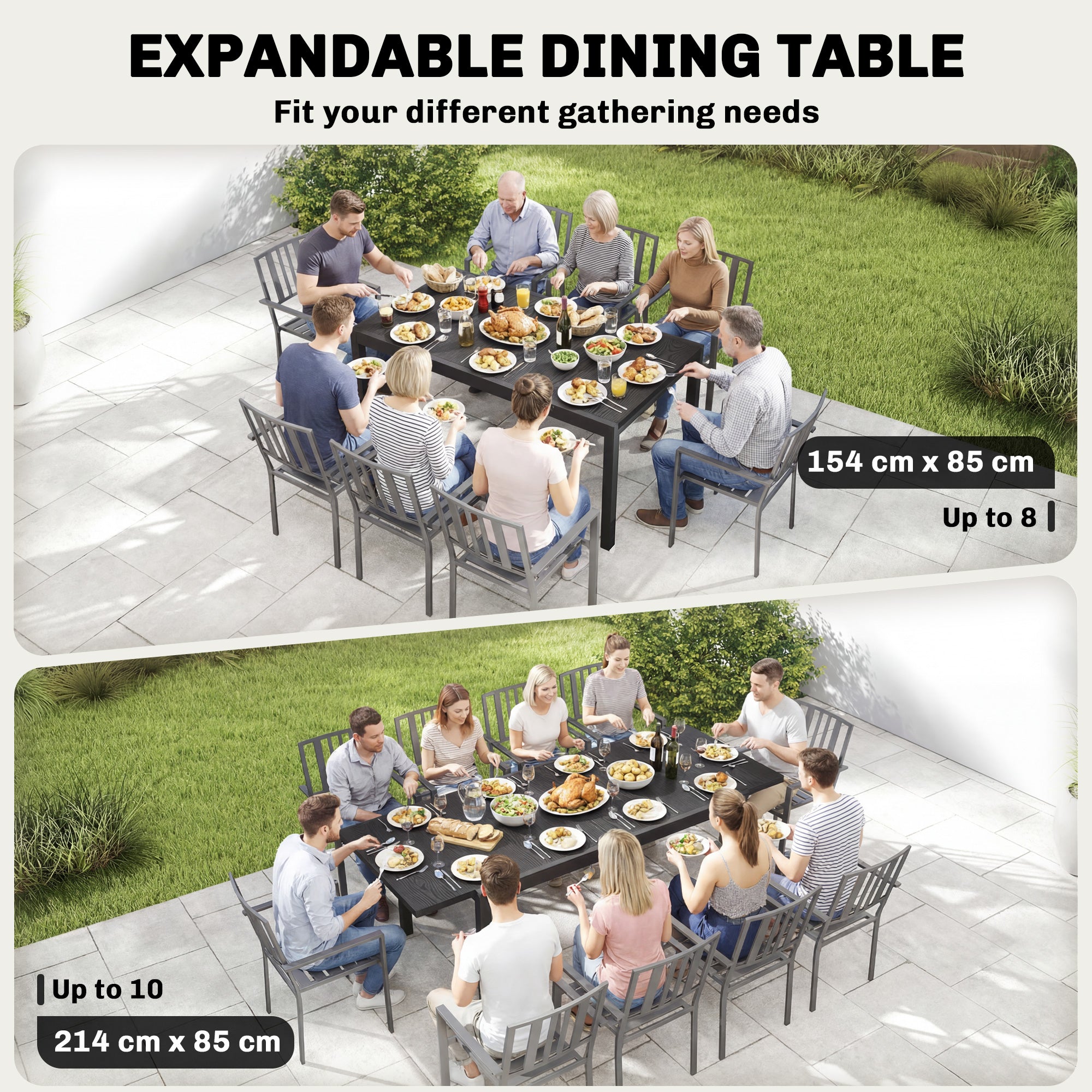 Aosom Expandable Patio Dining Table 60.6"-84.3" Black-DECOROLALA