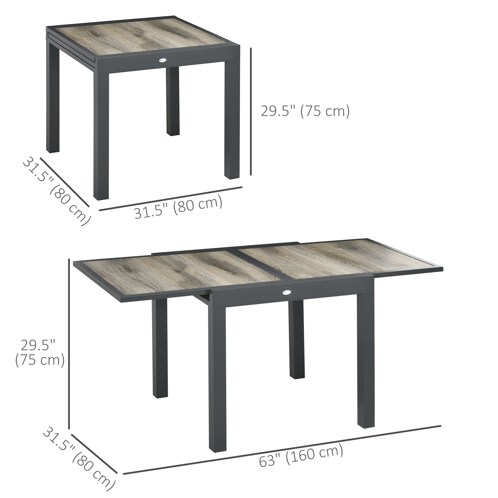 Aosom Extendable Dining Table - Beige Aluminum 31-63"-DECOROLALA