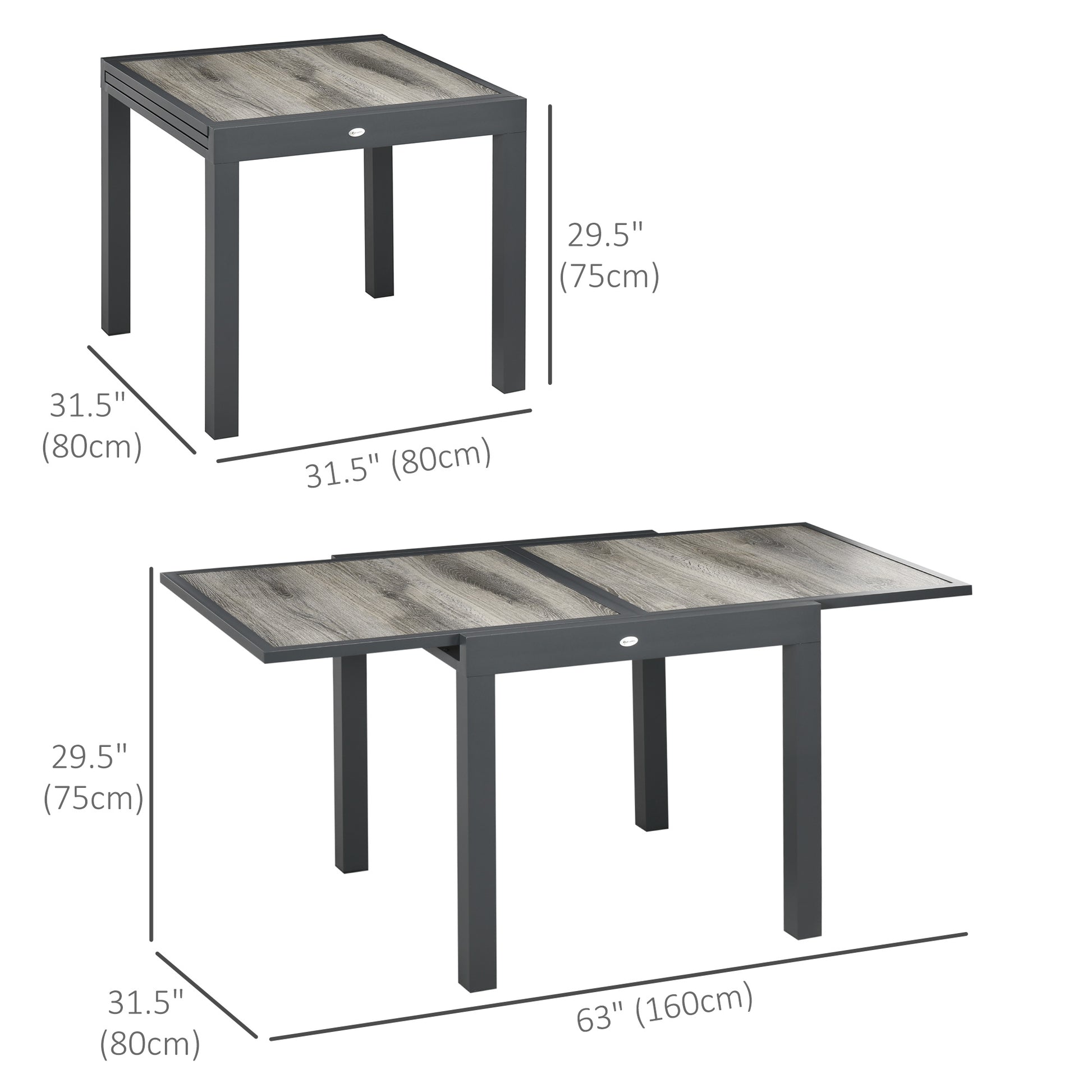 Aosom Extendable Dining Table - Grey Aluminum-DECOROLALA