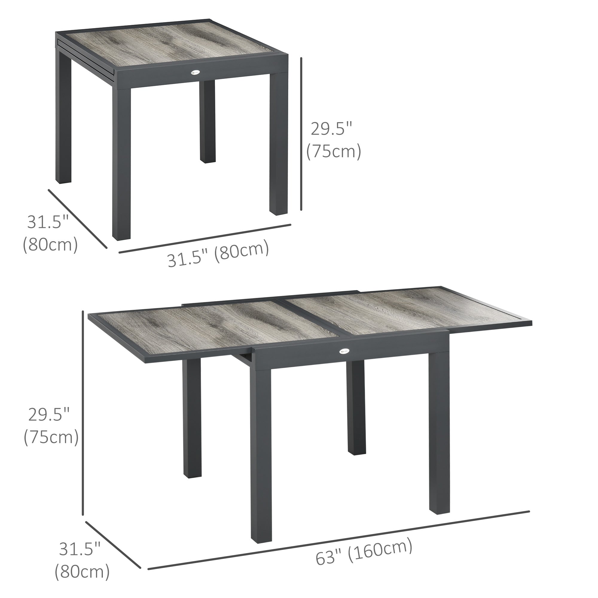 Aosom Extendable Dining Table - Grey Aluminum-DECOROLALA