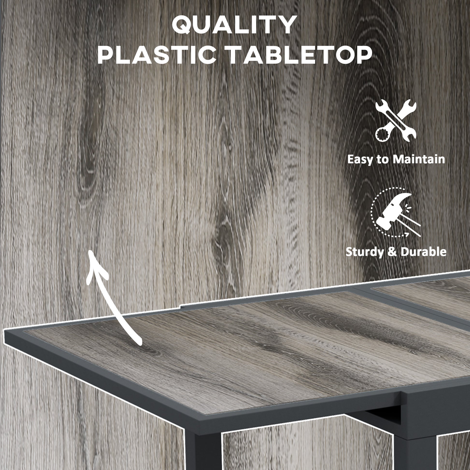 Aosom Extendable Dining Table - Grey Aluminum-DECOROLALA