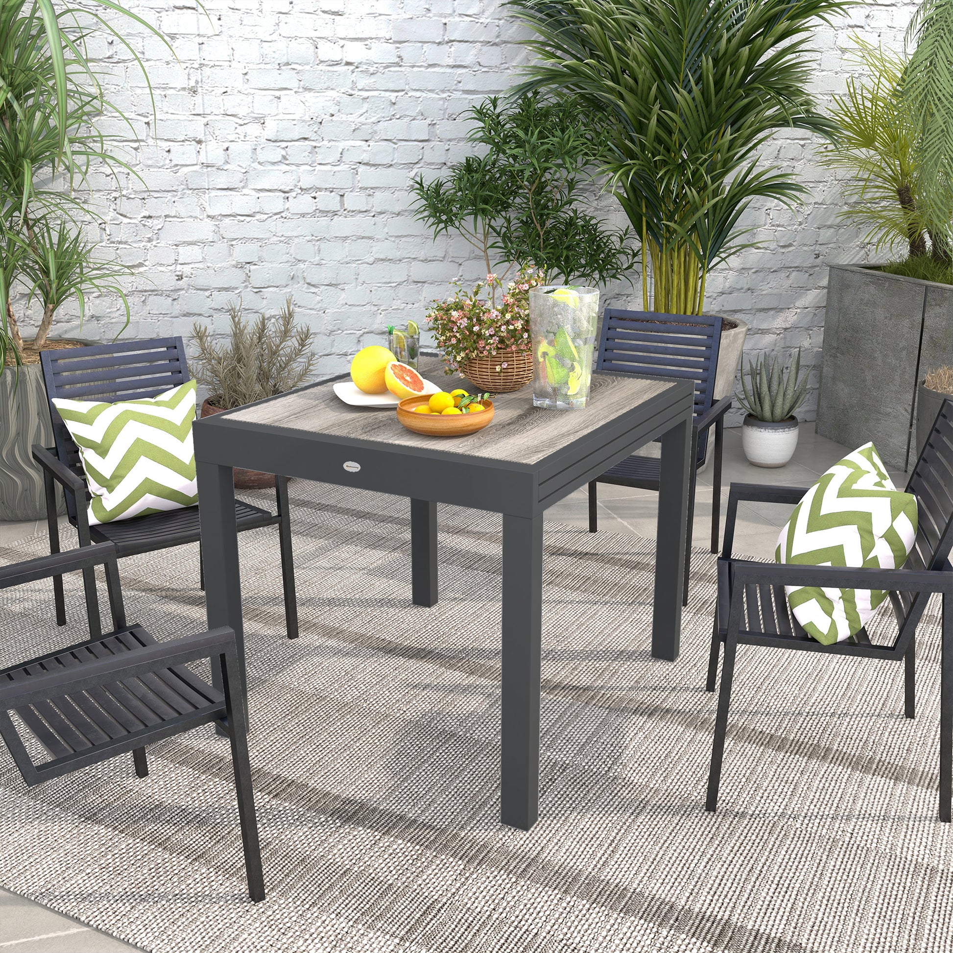 Aosom Extendable Dining Table - Grey Aluminum-DECOROLALA