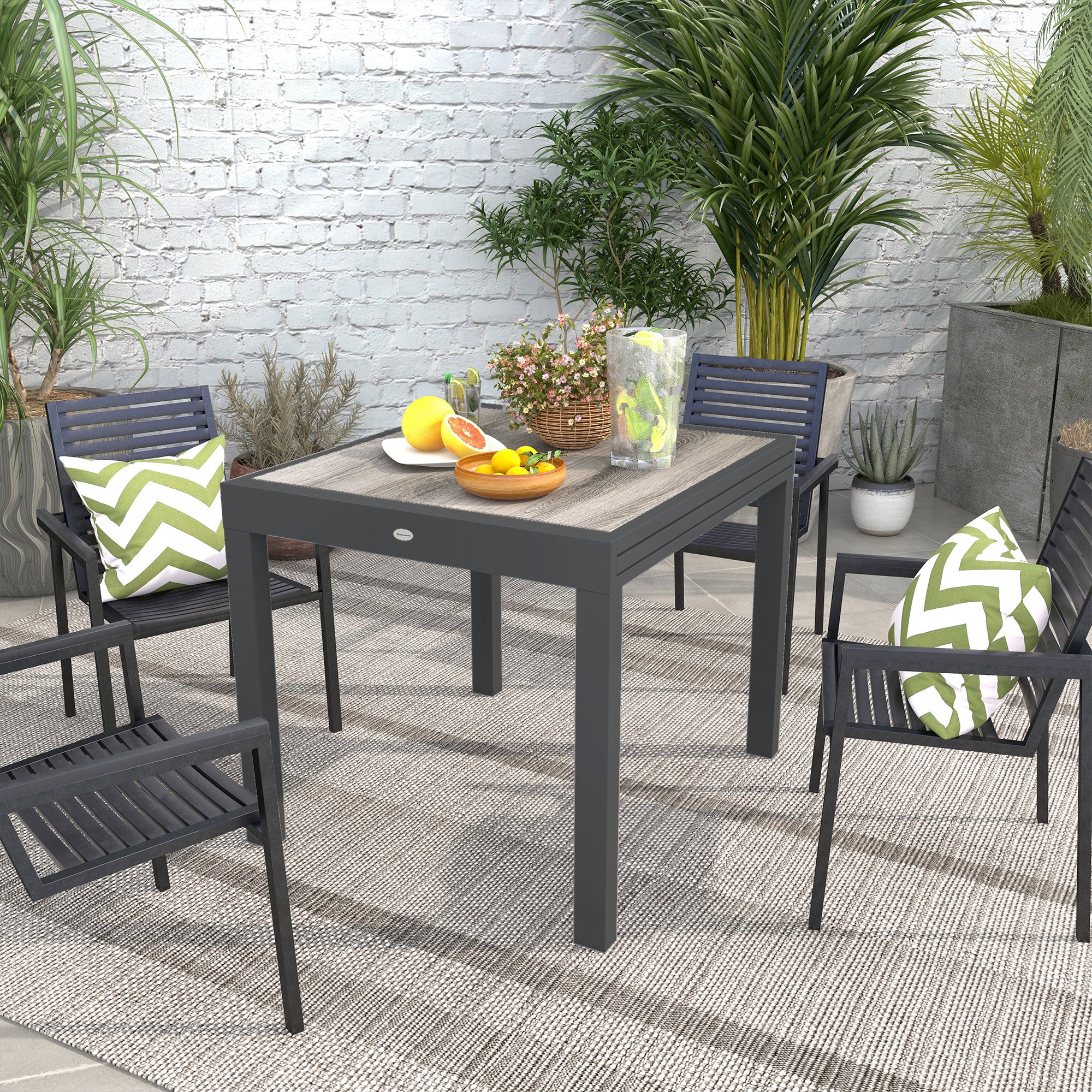 Aosom Extendable Dining Table - Grey Aluminum-DECOROLALA