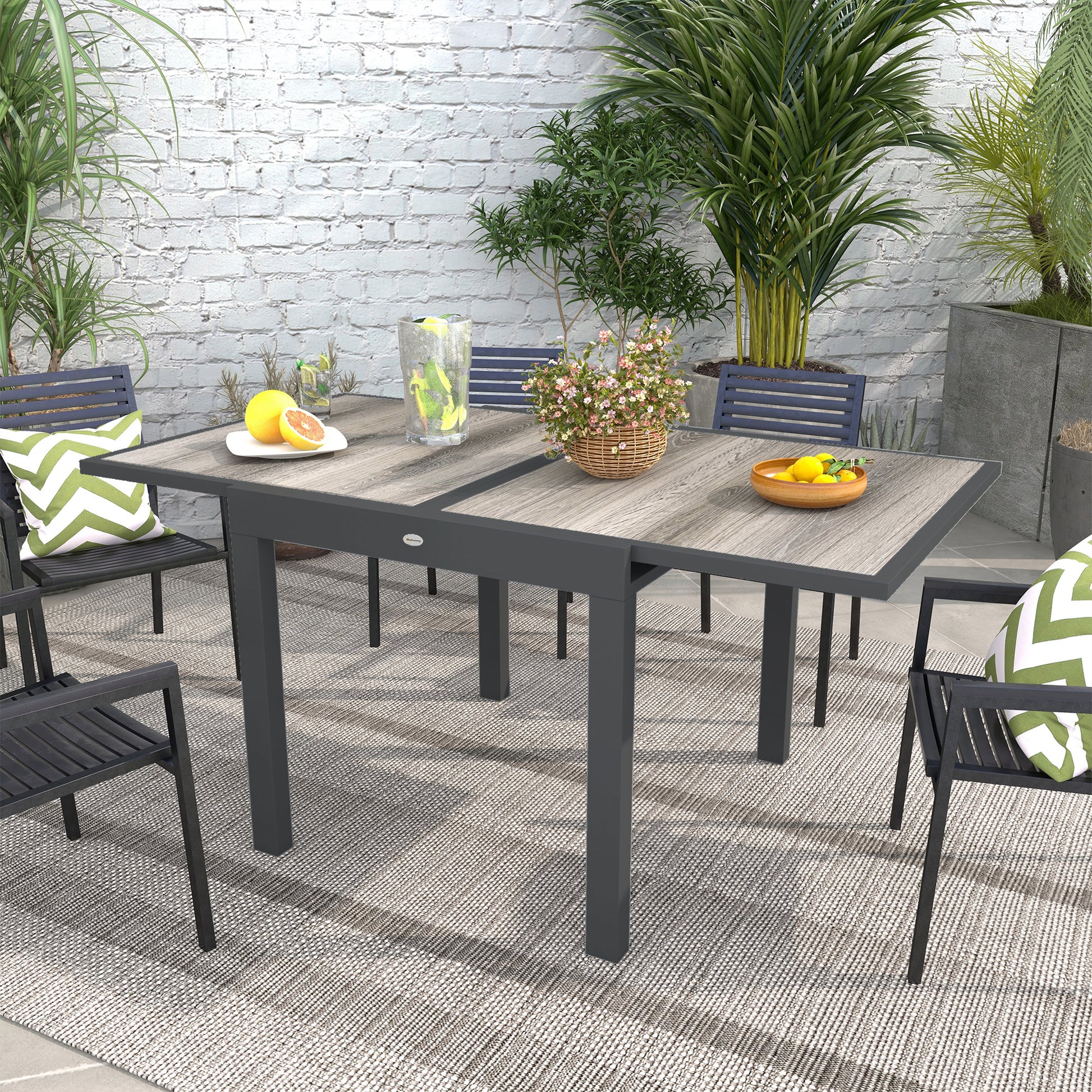 Aosom Extendable Dining Table - Grey Aluminum-DECOROLALA