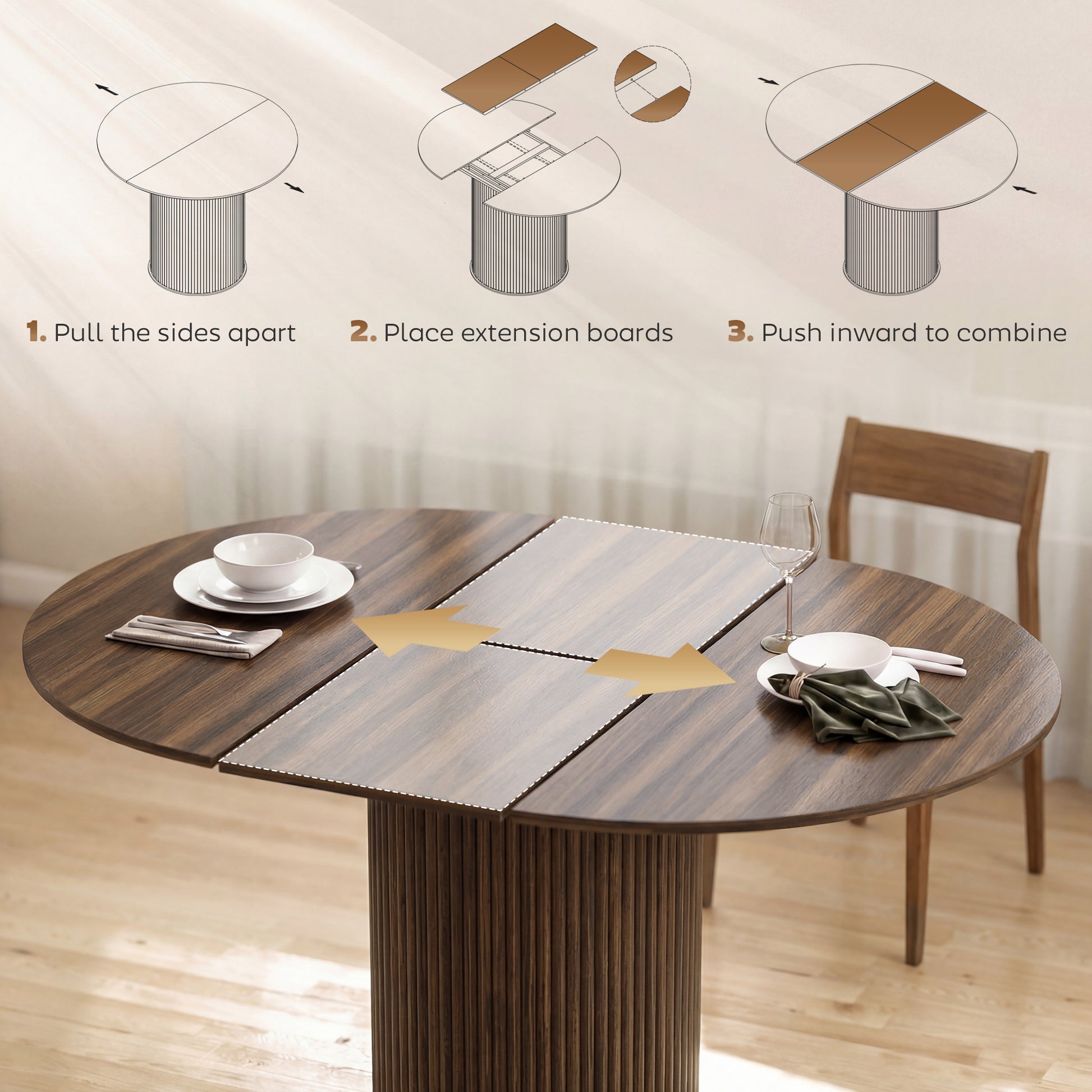 Aosom Extendable Dining Table - Walnut 6-8 Seat-DECOROLALA