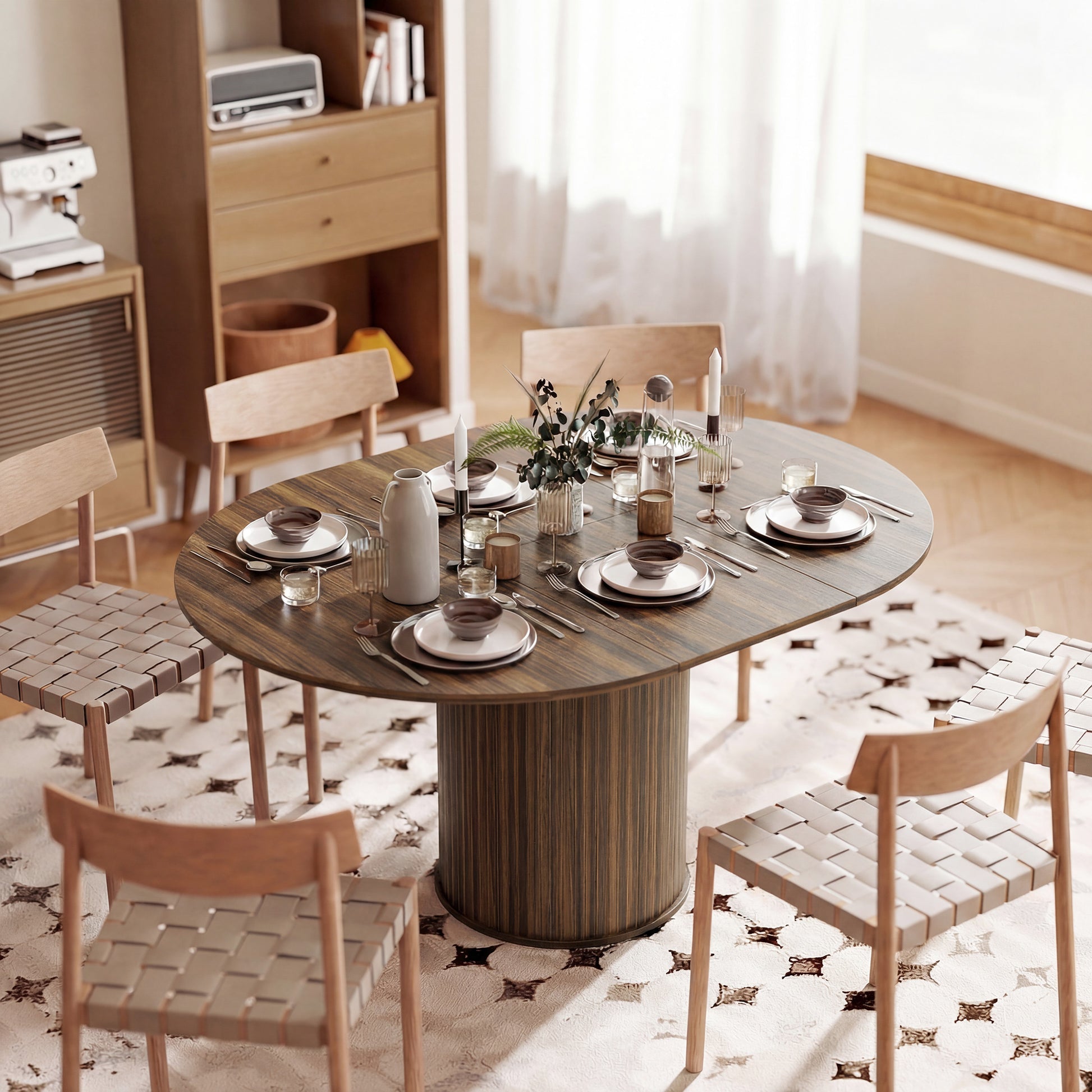 Aosom Extendable Dining Table - Walnut 6-8 Seat-DECOROLALA