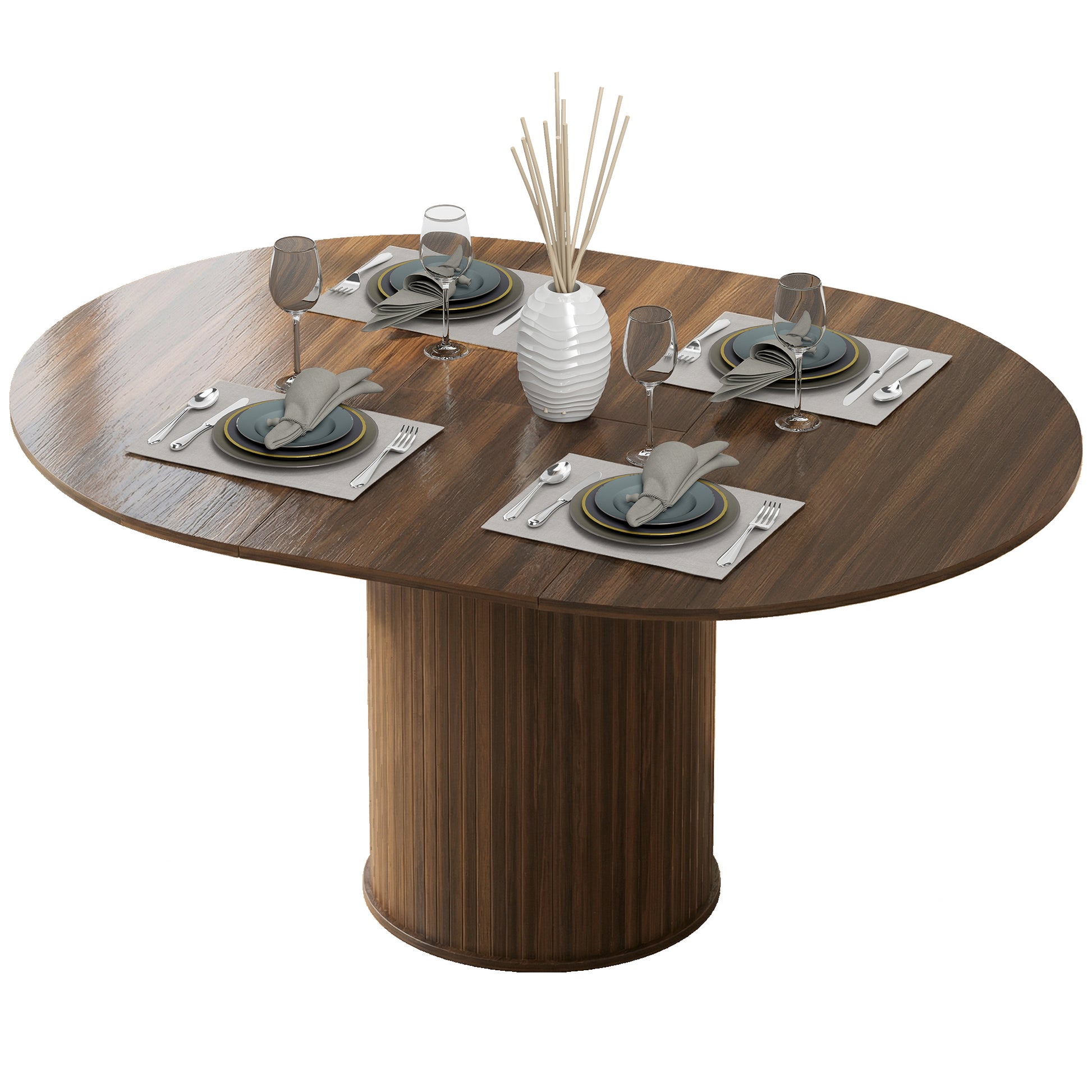 Aosom Extendable Dining Table - Walnut 6-8 Seat-DECOROLALA
