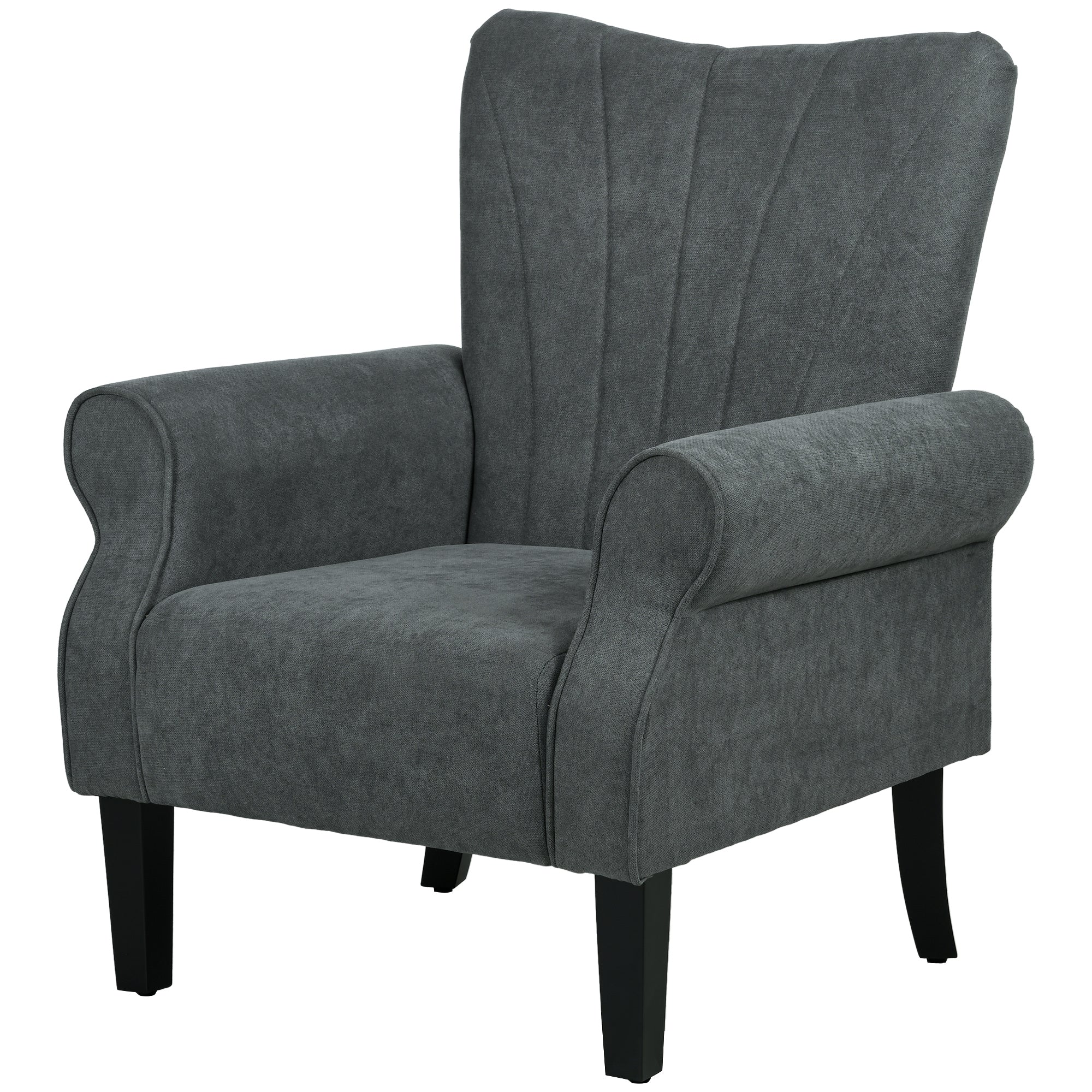 Aosom Fabric Armchair - Dark Grey Modern Accent Chair-DECOROLALA