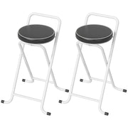Aosom Foldable Bar Stools Set of 2 - 25" Black PU Leather Stools-Home Furnishings > Kitchen & Dining Furniture > Bar Stools-DECOROLALA