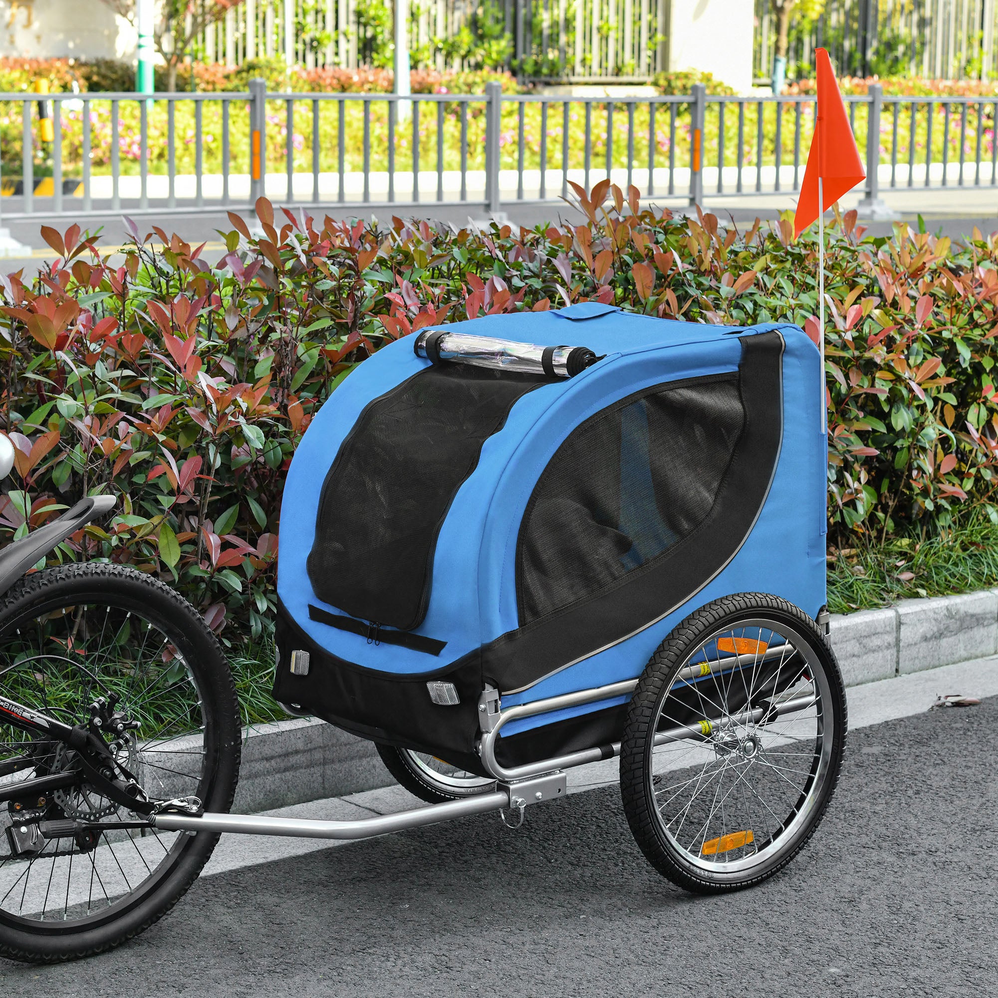 Aosom Foldable Dog Bike Trailer - Blue Medium Pet Bicycle Wagon-Dogs-DECOROLALA