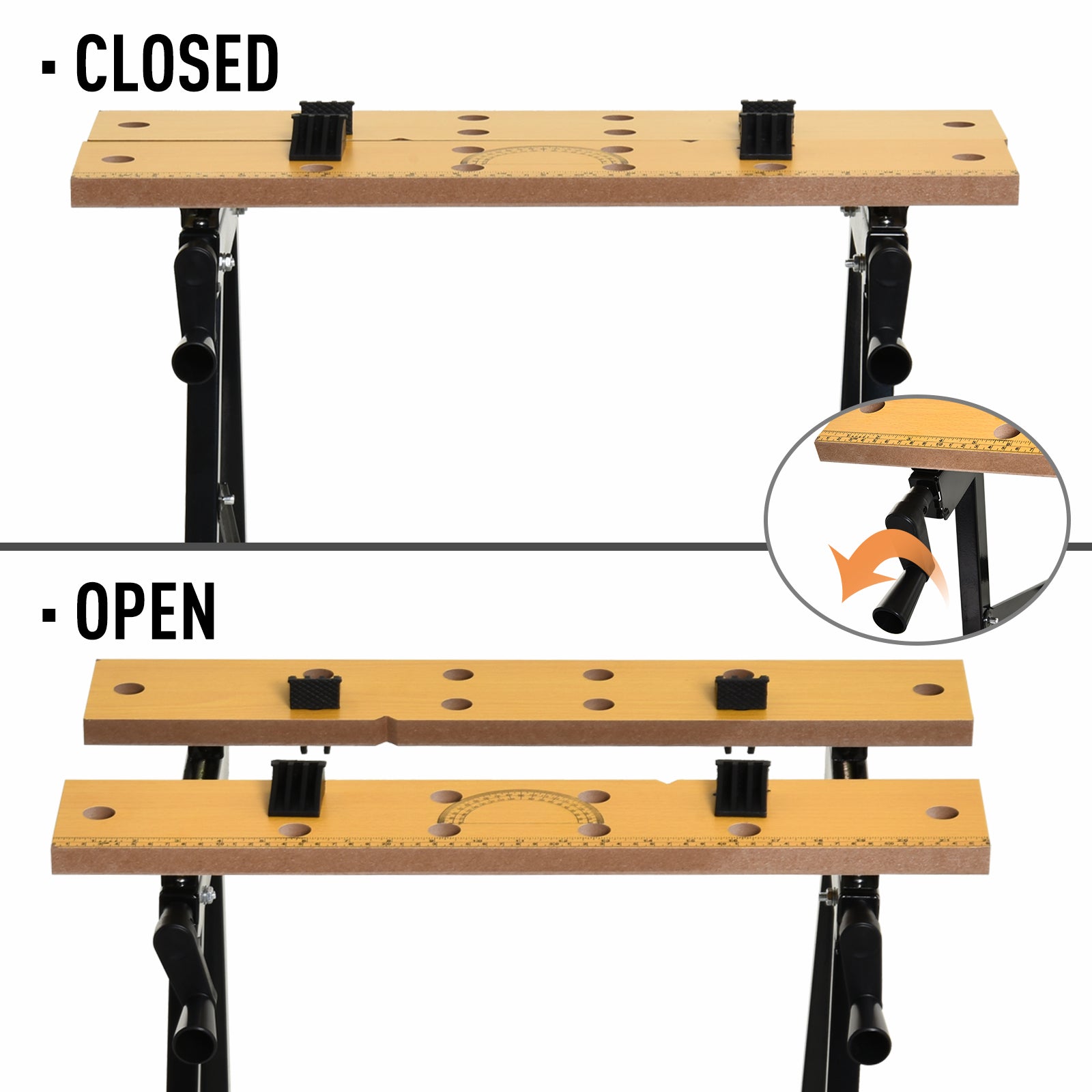 Aosom Foldable Work Bench - 220lbs Capacity Portable Sawhorse-Home Improvement > Tools > Tool Organizers-DECOROLALA