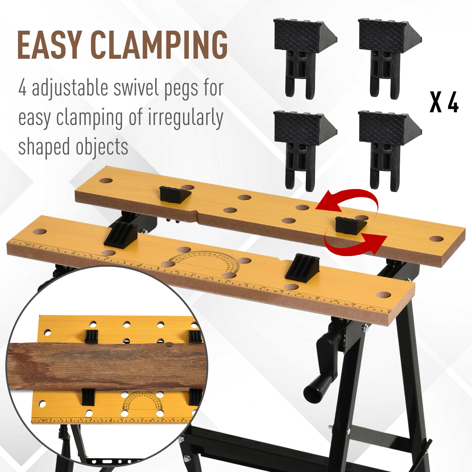Aosom Foldable Work Bench - 220lbs Capacity Portable Sawhorse-Home Improvement > Tools > Tool Organizers-DECOROLALA