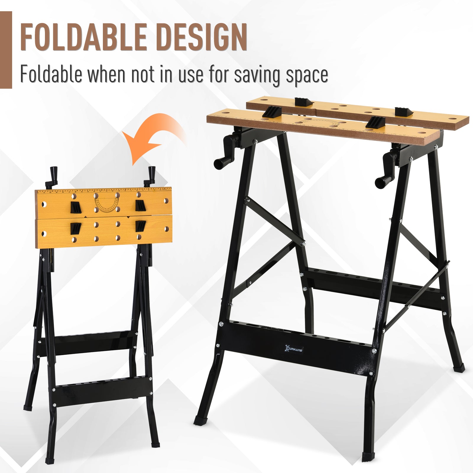 Aosom Foldable Work Bench - 220lbs Capacity Portable Sawhorse-Home Improvement > Tools > Tool Organizers-DECOROLALA