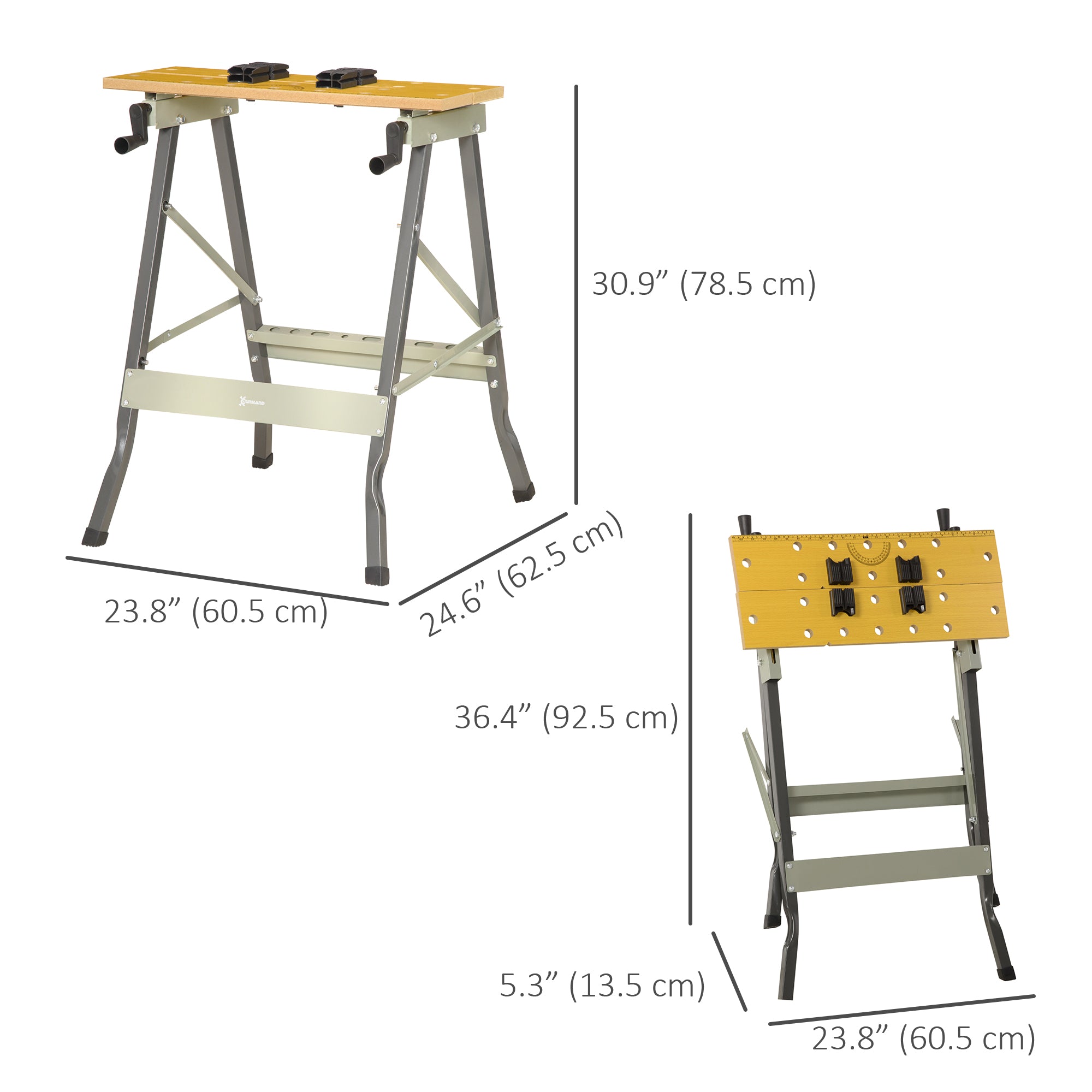 Aosom Foldable Work Bench and Sawhorse with 4 Clamps-Home Improvement > Tools > Tool Organizers-DECOROLALA