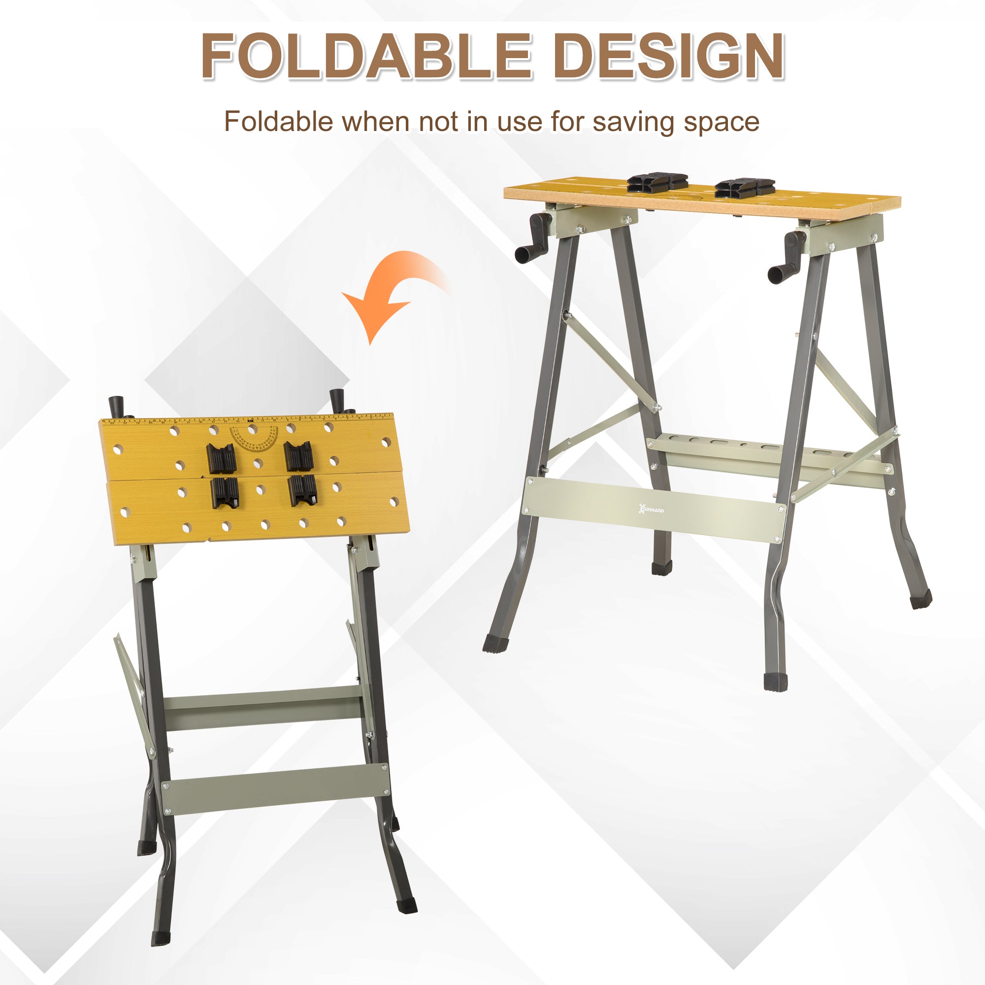 Aosom Foldable Work Bench and Sawhorse with 4 Clamps-Home Improvement > Tools > Tool Organizers-DECOROLALA