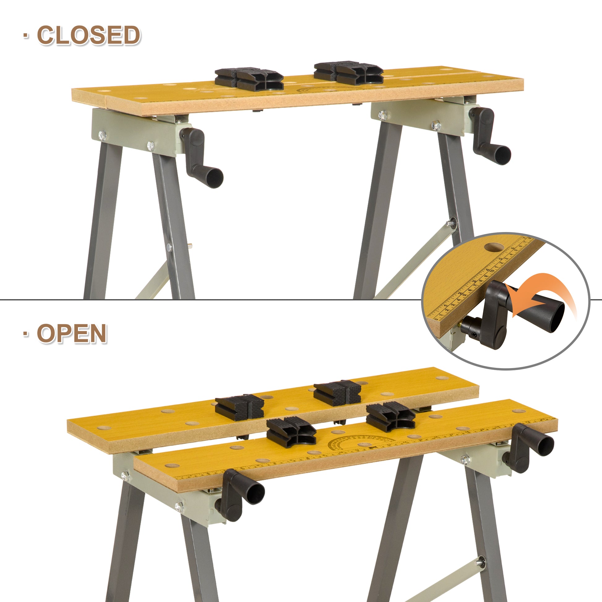Aosom Foldable Work Bench and Sawhorse with 4 Clamps-Home Improvement > Tools > Tool Organizers-DECOROLALA