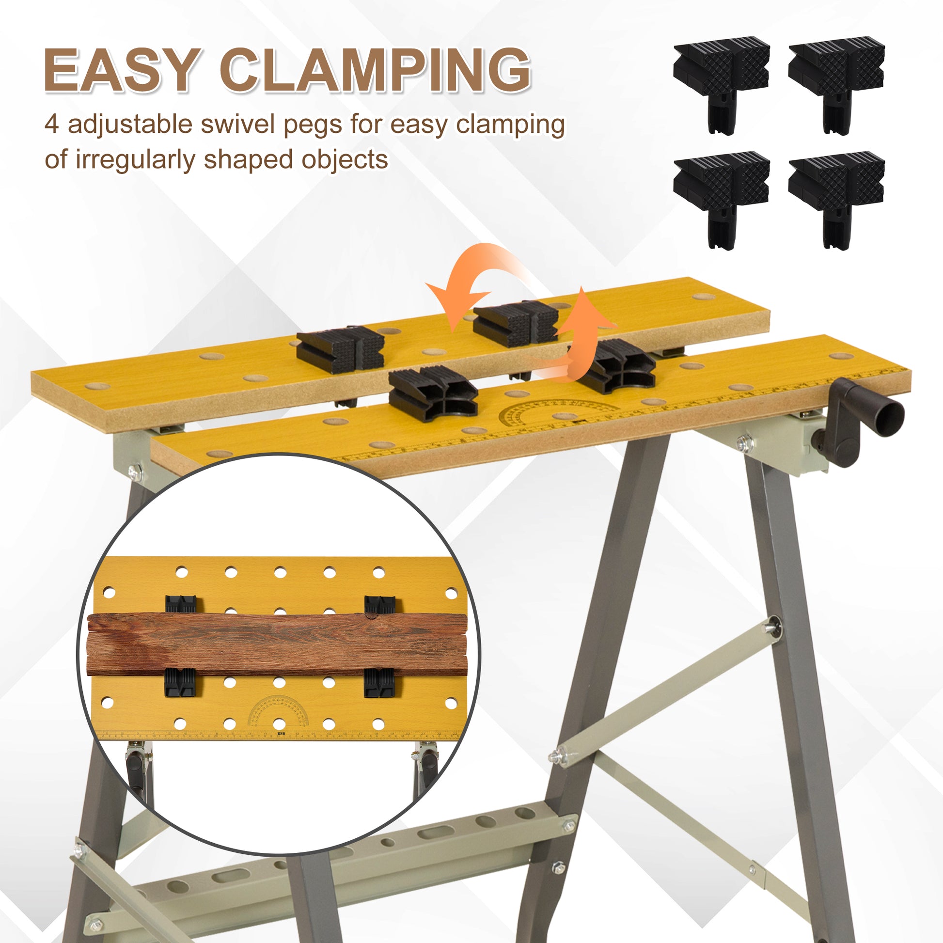Aosom Foldable Work Bench and Sawhorse with 4 Clamps-Home Improvement > Tools > Tool Organizers-DECOROLALA